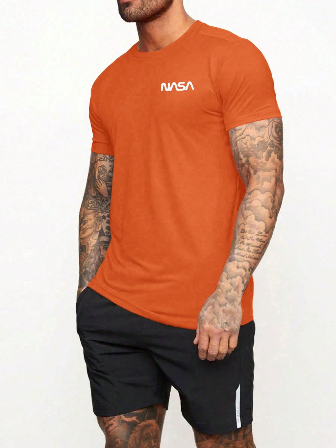 Manfinity Fitness Manfinity Fitness Boyfriend Style Men Letter Graphic Sports Tee Workout Tops Basic T Shirt Graphic Boyfriend Style Men T Shirt Boyfriend Style Men Joggers