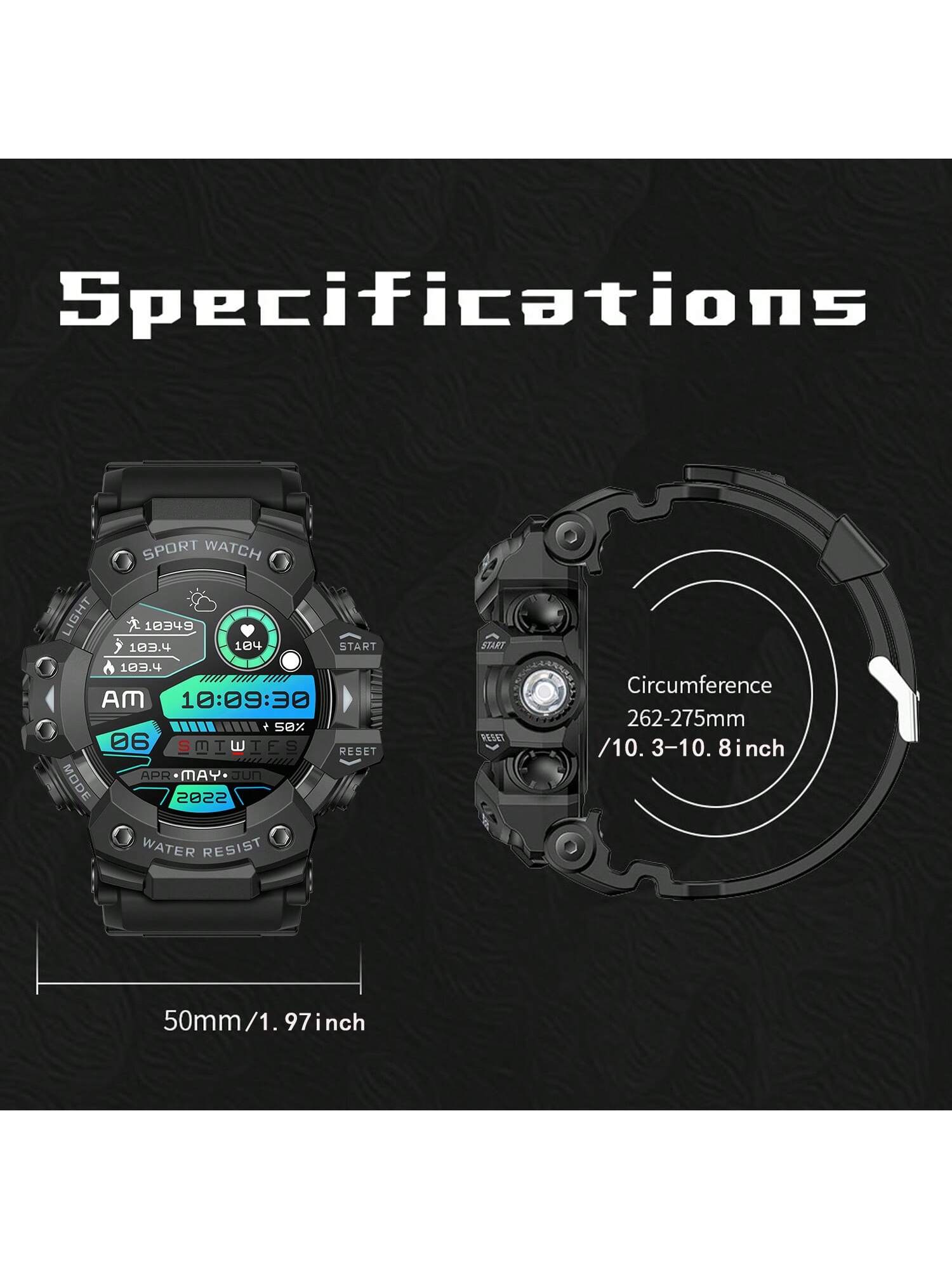 FERTO Men's Smart Watches(Answer/Maker Calls),Sports Watches With Compass ,Pedometer, Lighting Function 100 Sport Modes Fitness Tracker With IP67 Waterproof Sleep Monitor Activity Tracker And Sport Watch For Android IOS