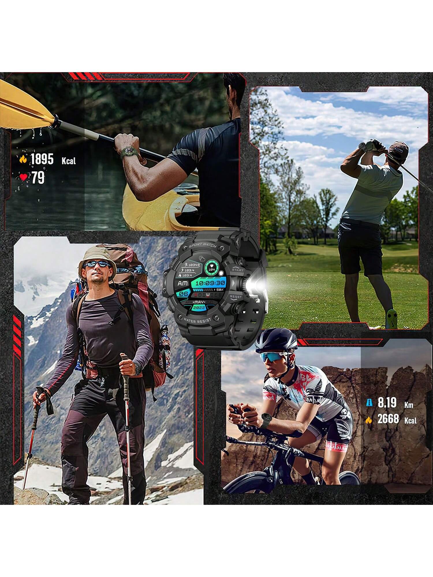 FERTO Men's Smart Watches(Answer/Maker Calls),Sports Watches With Compass ,Pedometer, Lighting Function 100 Sport Modes Fitness Tracker With IP67 Waterproof Sleep Monitor Activity Tracker And Sport Watch For Android IOS
