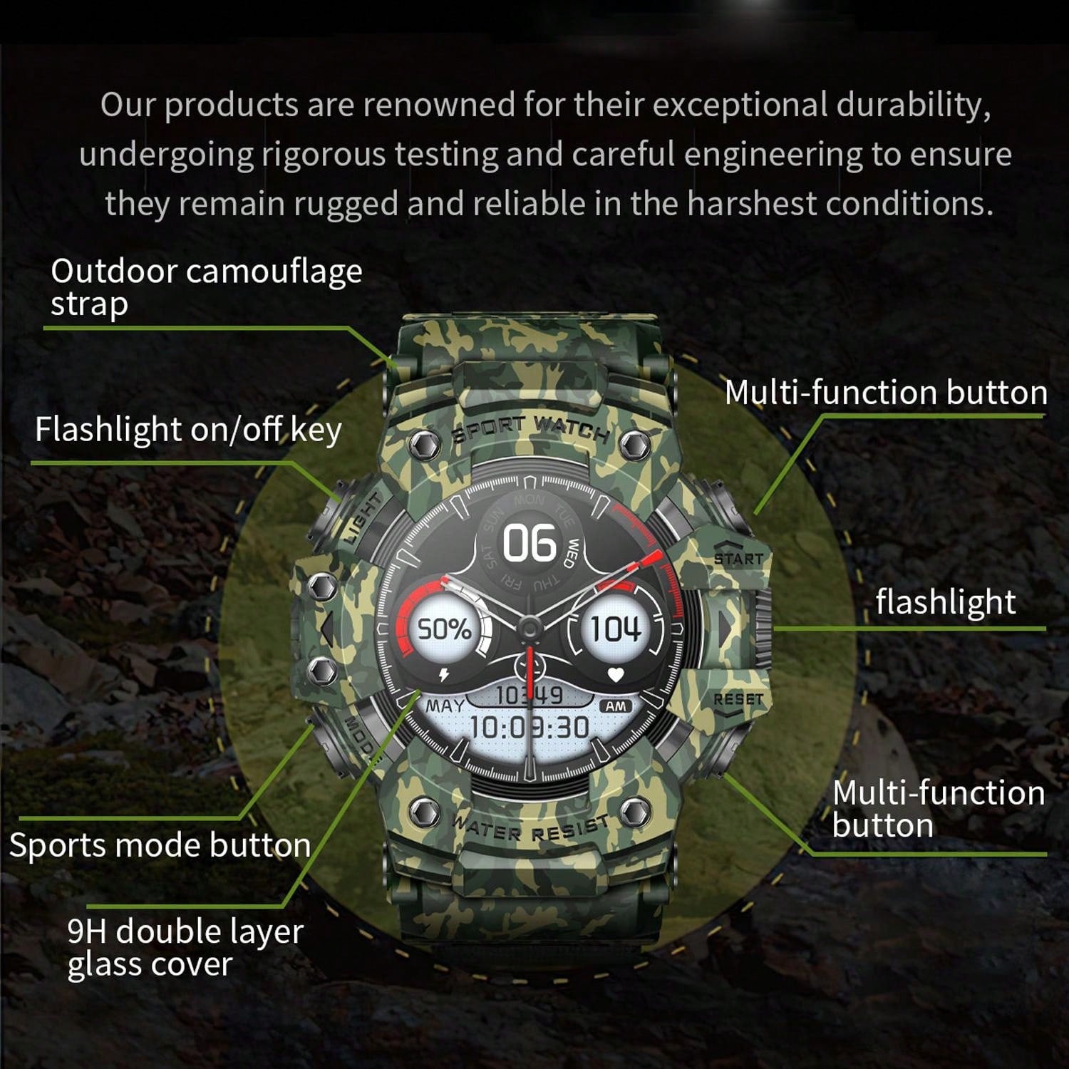 FERTO Men's Smart Watches(Answer/Maker Calls),Sports Watches With Compass ,Pedometer, Lighting Function 100 Sport Modes Fitness Tracker With IP67 Waterproof Sleep Monitor Activity Tracker And Sport Watch For Android IOS