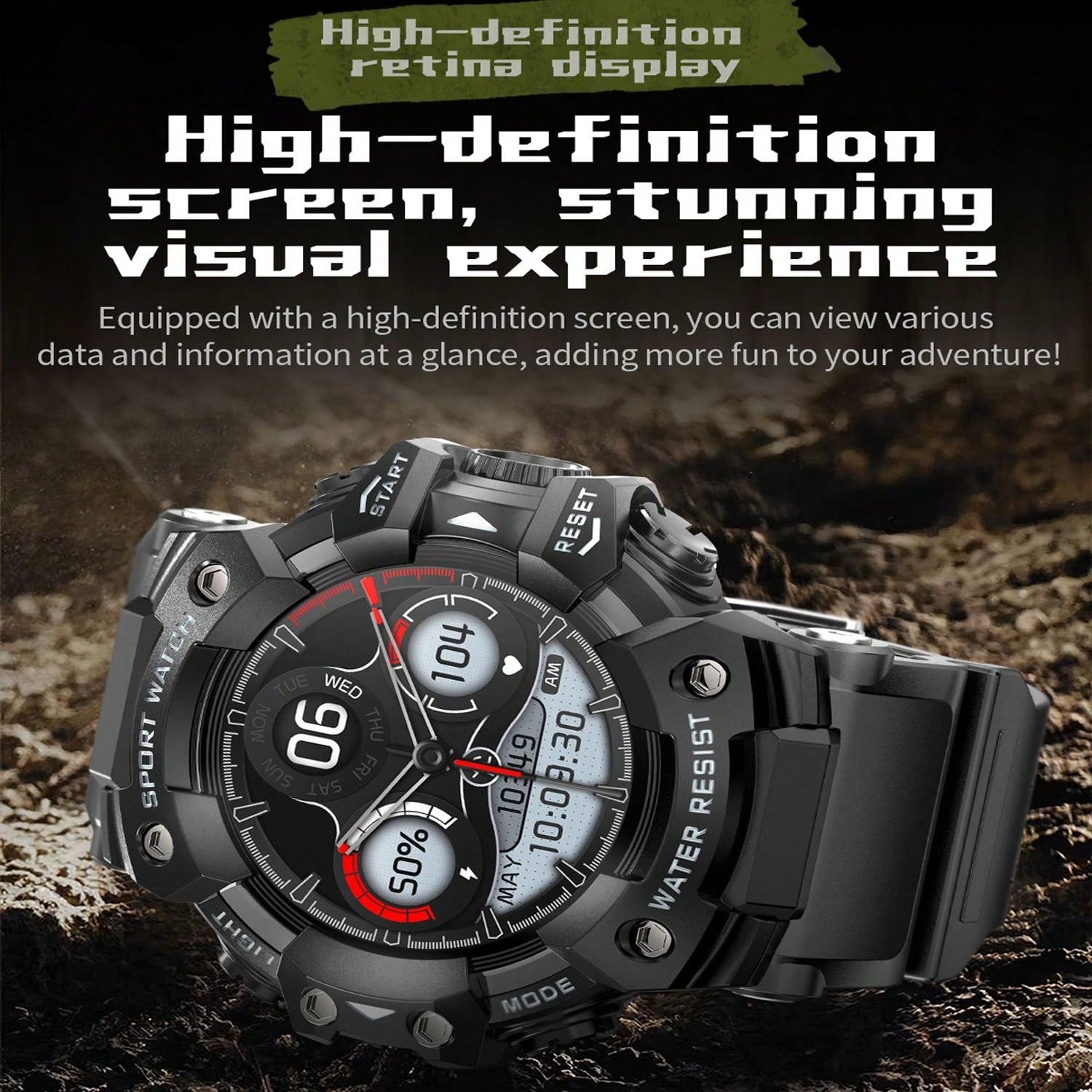 FERTO Men's Smart Watches(Answer/Maker Calls),Sports Watches With Compass ,Pedometer, Lighting Function 100 Sport Modes Fitness Tracker With IP67 Waterproof Sleep Monitor Activity Tracker And Sport Watch For Android IOS