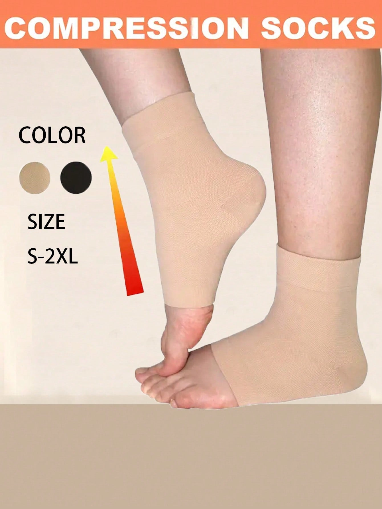 1Pair Of Unisex Elastic Compression Open-Toe Heel Socks, Comfy