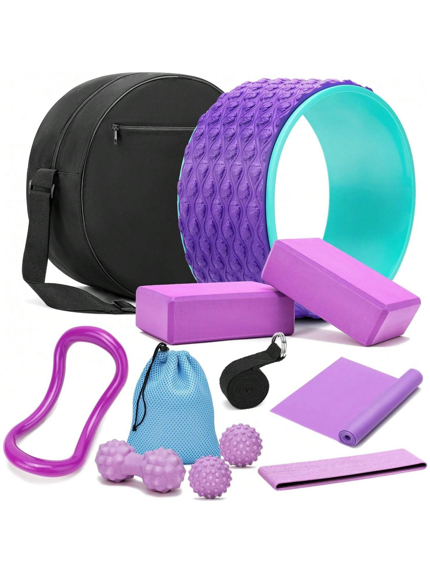 Yoga Wheel 12 In 1 Set With Back Roller For Pain Relief
