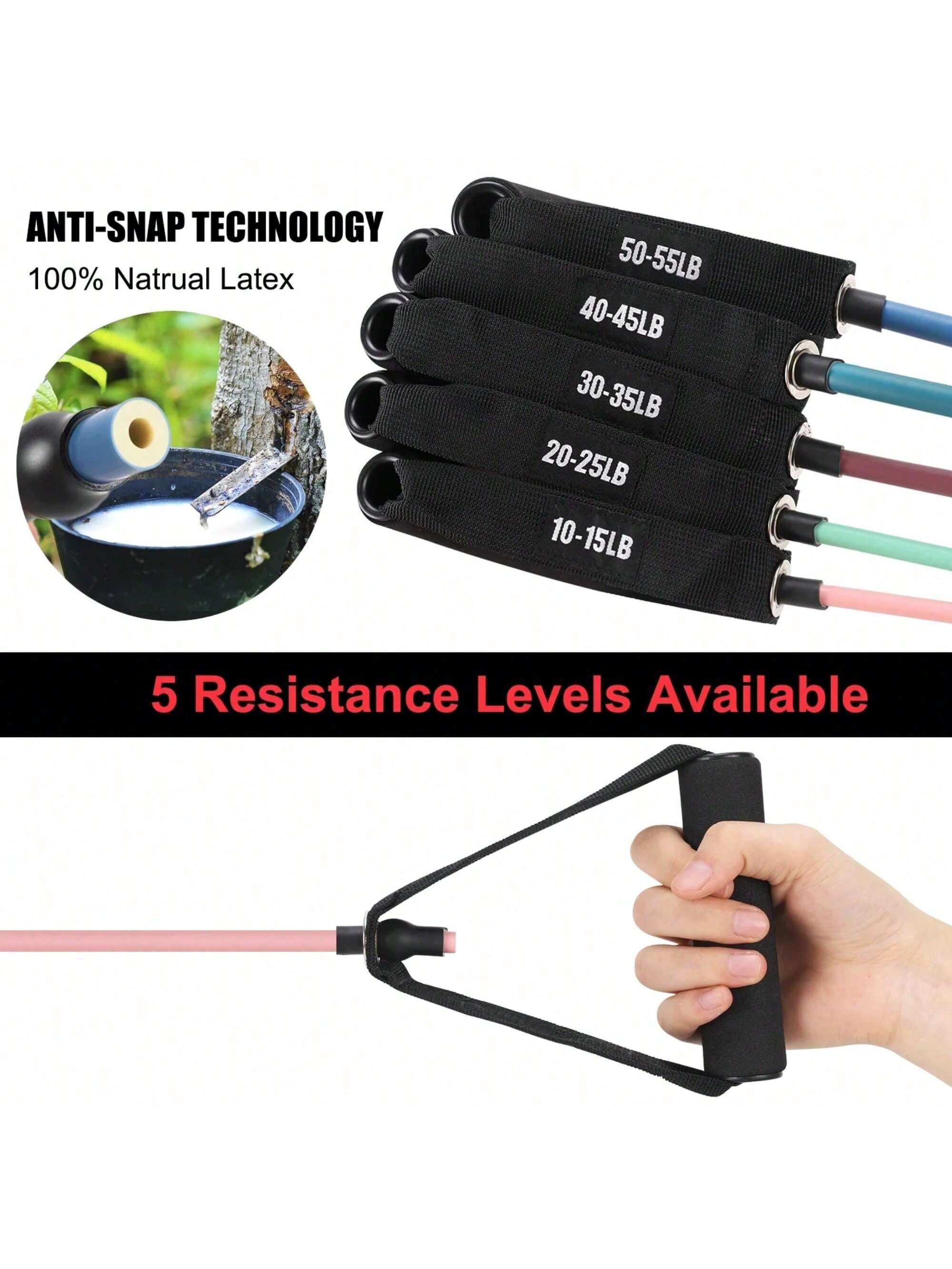 XPRT Fitness Single Resistance Band Home Gym Exercise Band With Handles And Door Anchor 50 Lb.