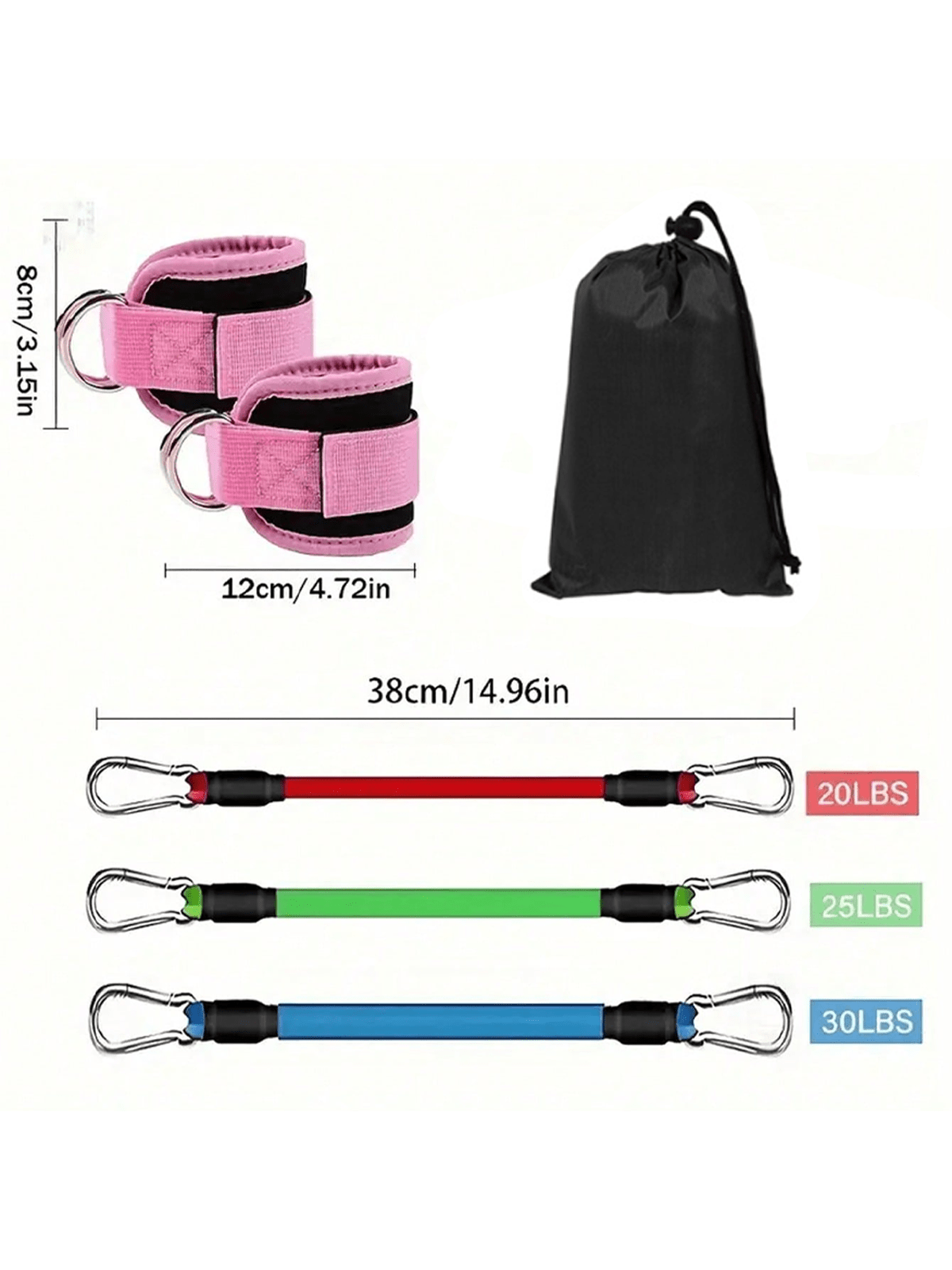 5 Pieces/Set Ankle Resistance Bands, Ankle Bands With Cuffs, Resistance Bands For Leg And Training, Ankle Bands With Exercise Bands