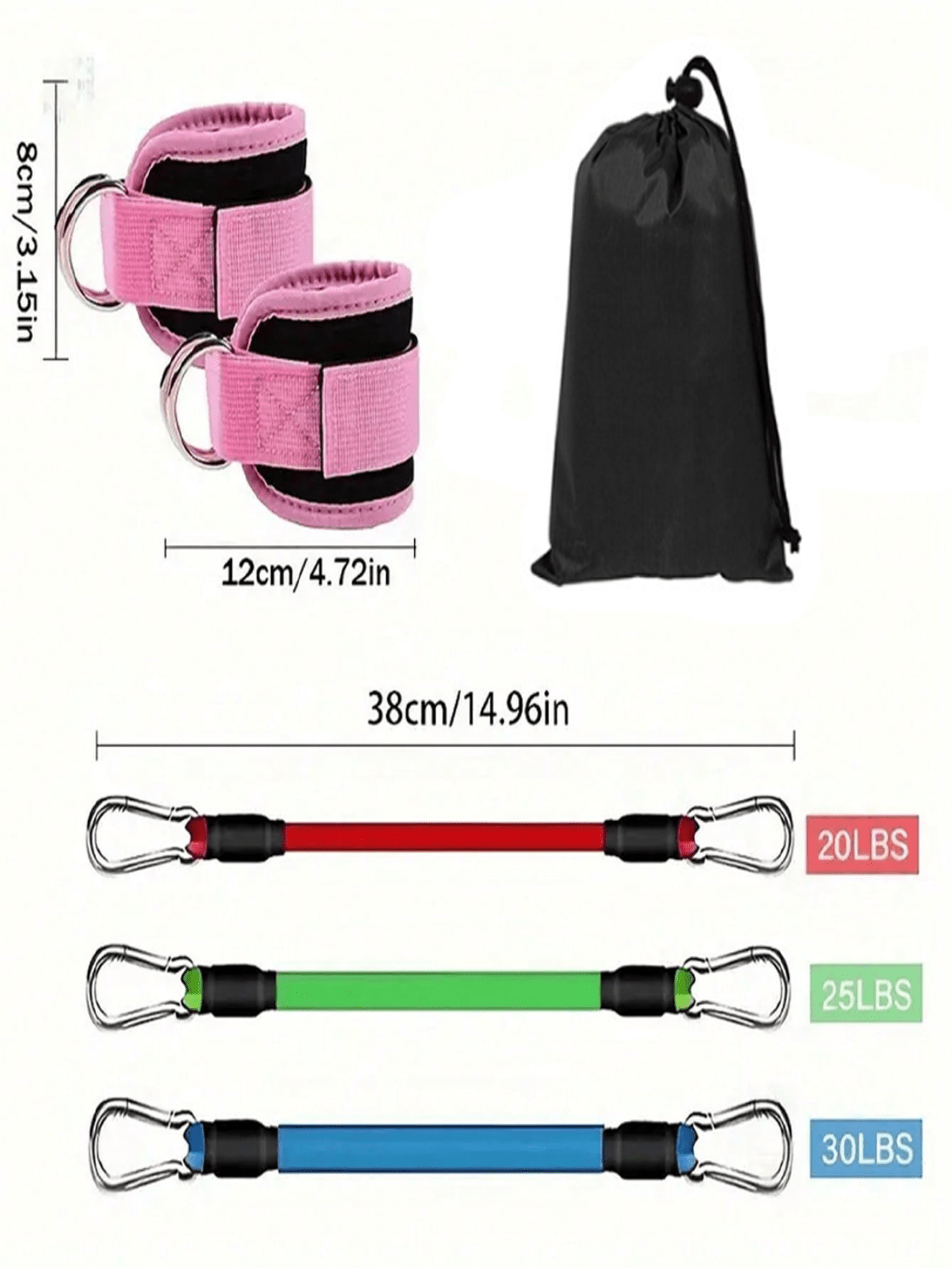 5 Pieces/Set Ankle Resistance Bands, Ankle Bands With Cuffs, Resistance Bands For Leg And Training, Ankle Bands With Exercise Bands