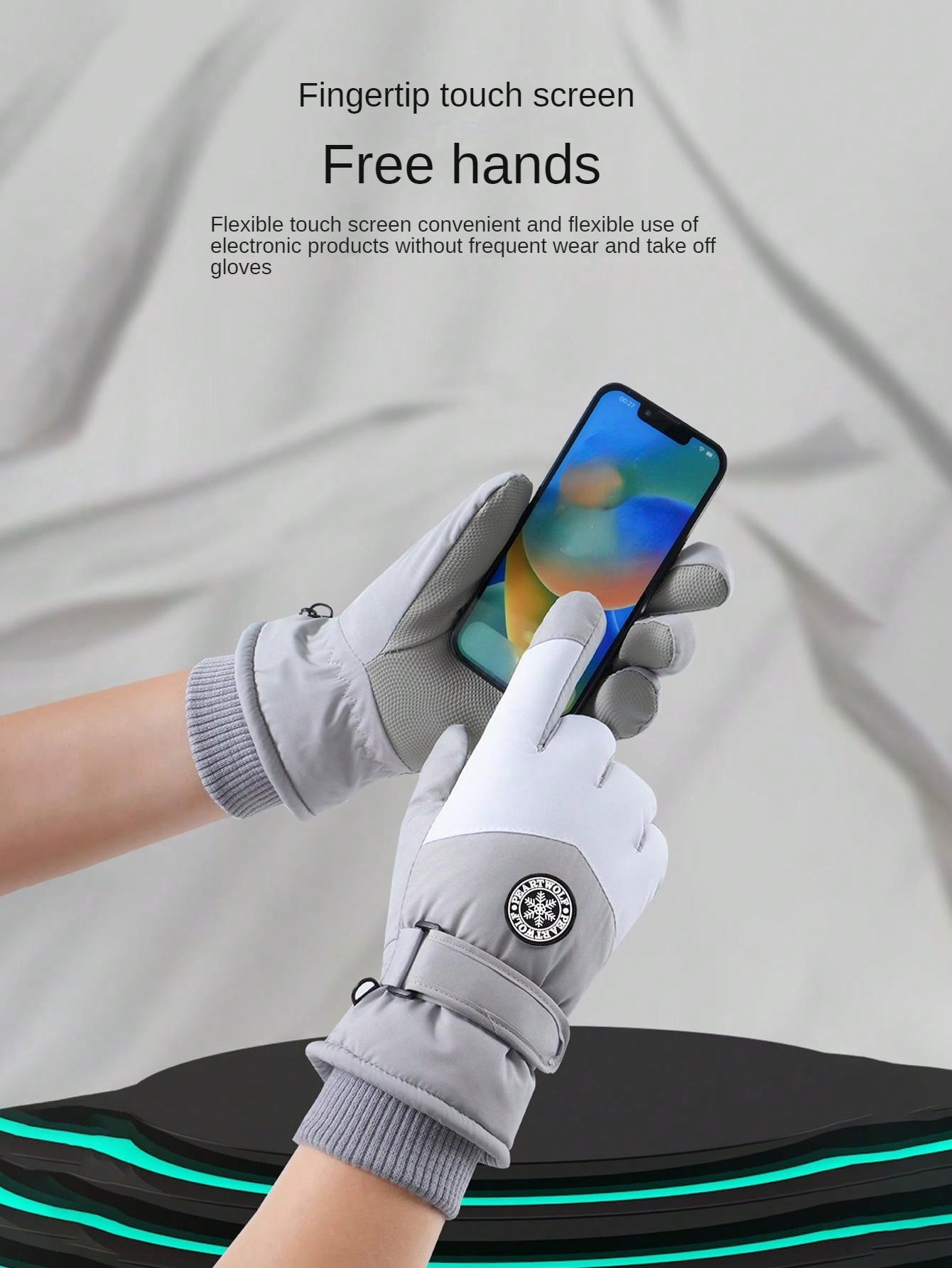 1 Pair Winter Ski Gloves, Touchscreen, Waterproof, Warm