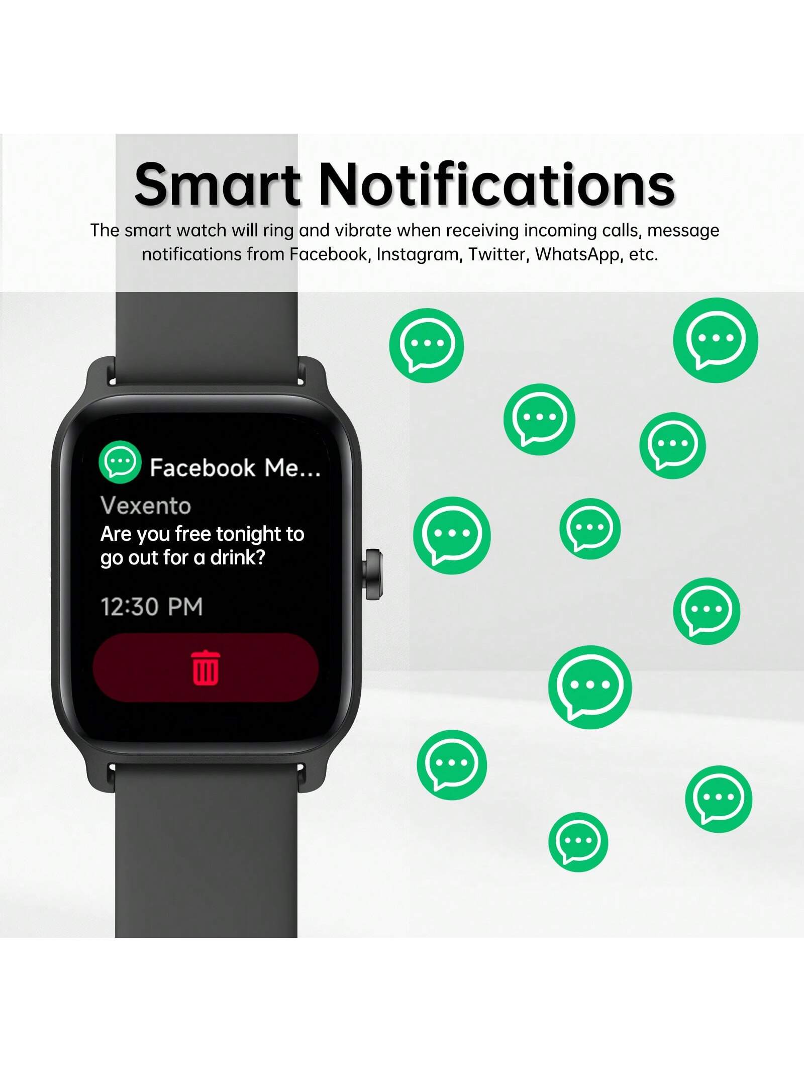 Faweio Smart Watch For Men Women, Answer Make Call, Alexa Built-In, 1.8" Touch Screen Fitness Tracker For Iphone Android With 100 Sport Modes,Sleep Monitor, IP68 Waterproof Watch