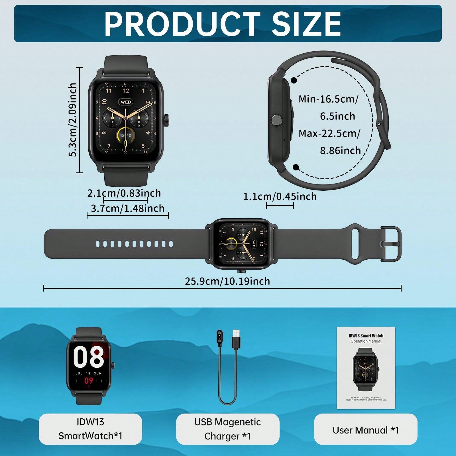 Faweio Smart Watch For Men Women, Answer Make Call, Alexa Built-In, 1.8" Touch Screen Fitness Tracker For Iphone Android With 100 Sport Modes,Sleep Monitor, IP68 Waterproof Watch