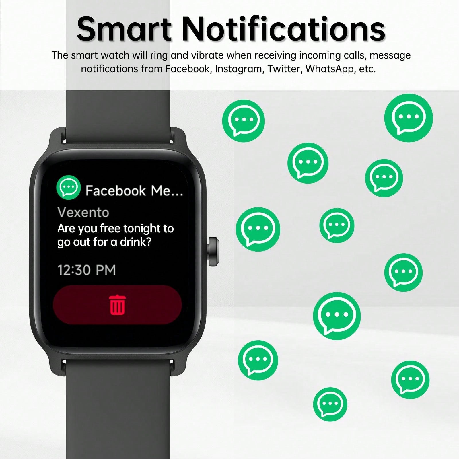 Faweio Smart Watch For Men Women, Answer Make Call, Alexa Built-In, 1.8" Touch Screen Fitness Tracker For Iphone Android With 100 Sport Modes,Sleep Monitor, IP68 Waterproof Watch