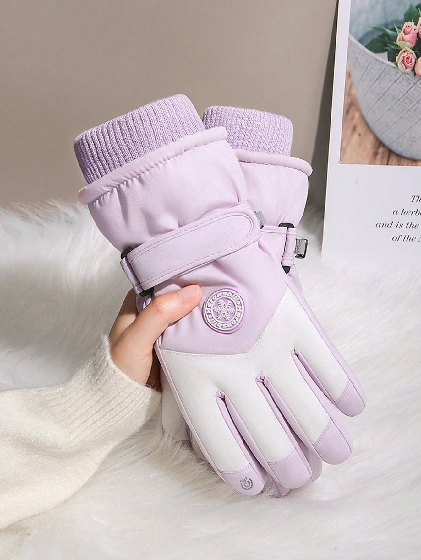 1 Pair Winter Ski Gloves, Touchscreen, Waterproof, Warm