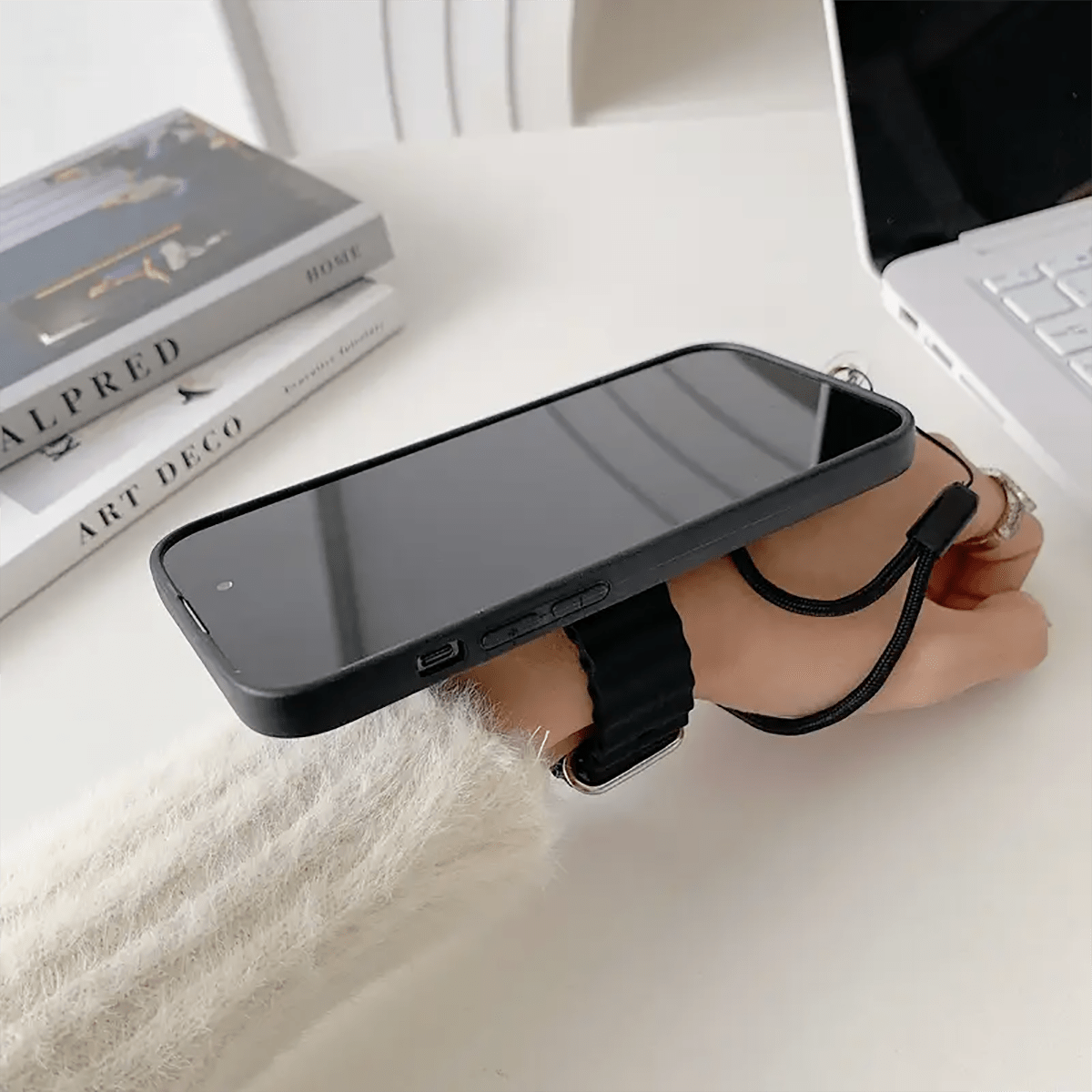 Magnetic Wristband Phone Holder - Durable Plastic Hands-Free Mobile Stand With Magnet Attraction Ring, Washable Operation, Includes Anti-Lost Lanyard