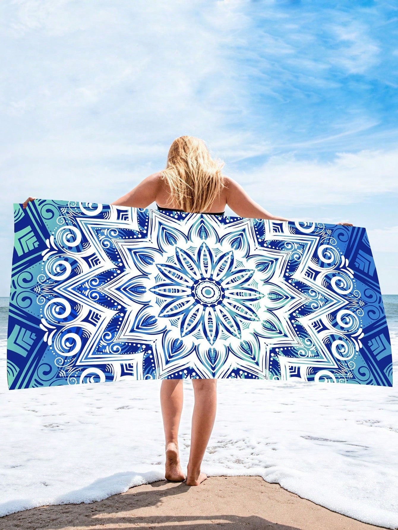 1pc Extra Fine Fiber Printed Quick Dry Towel, Gym Workout Sweat Towel, Outdoor Swimming Beach Towel, Soft Absorbent Bath Towel