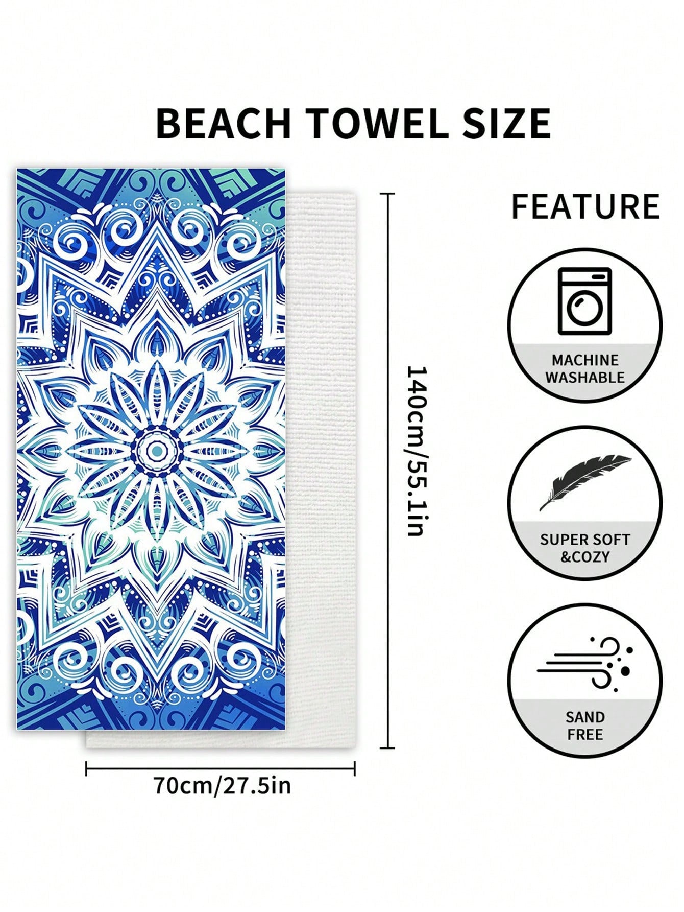 1pc Extra Fine Fiber Printed Quick Dry Towel, Gym Workout Sweat Towel, Outdoor Swimming Beach Towel, Soft Absorbent Bath Towel