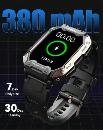 JELLOO JELLOO Military Smart Watches For Men 5ATM Waterproof Tactical Rugged Tactical Sports Smartwatch 1.71" HD Fitness Tracker With Heart Rate Sleep Monitor Outdoor Smart Watch Compatible With Android IPhone