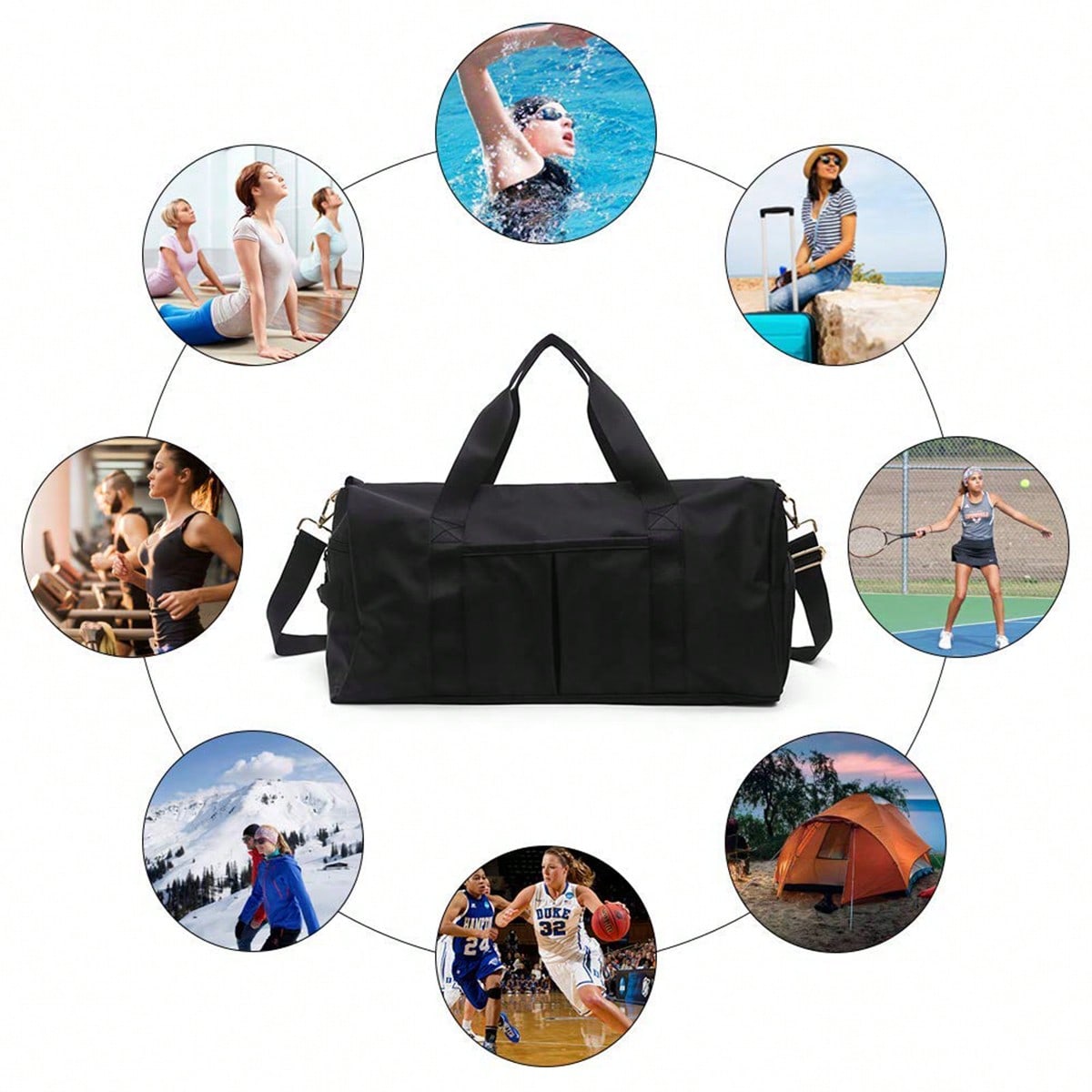 1pc Women Sports Gym Bag, Wet