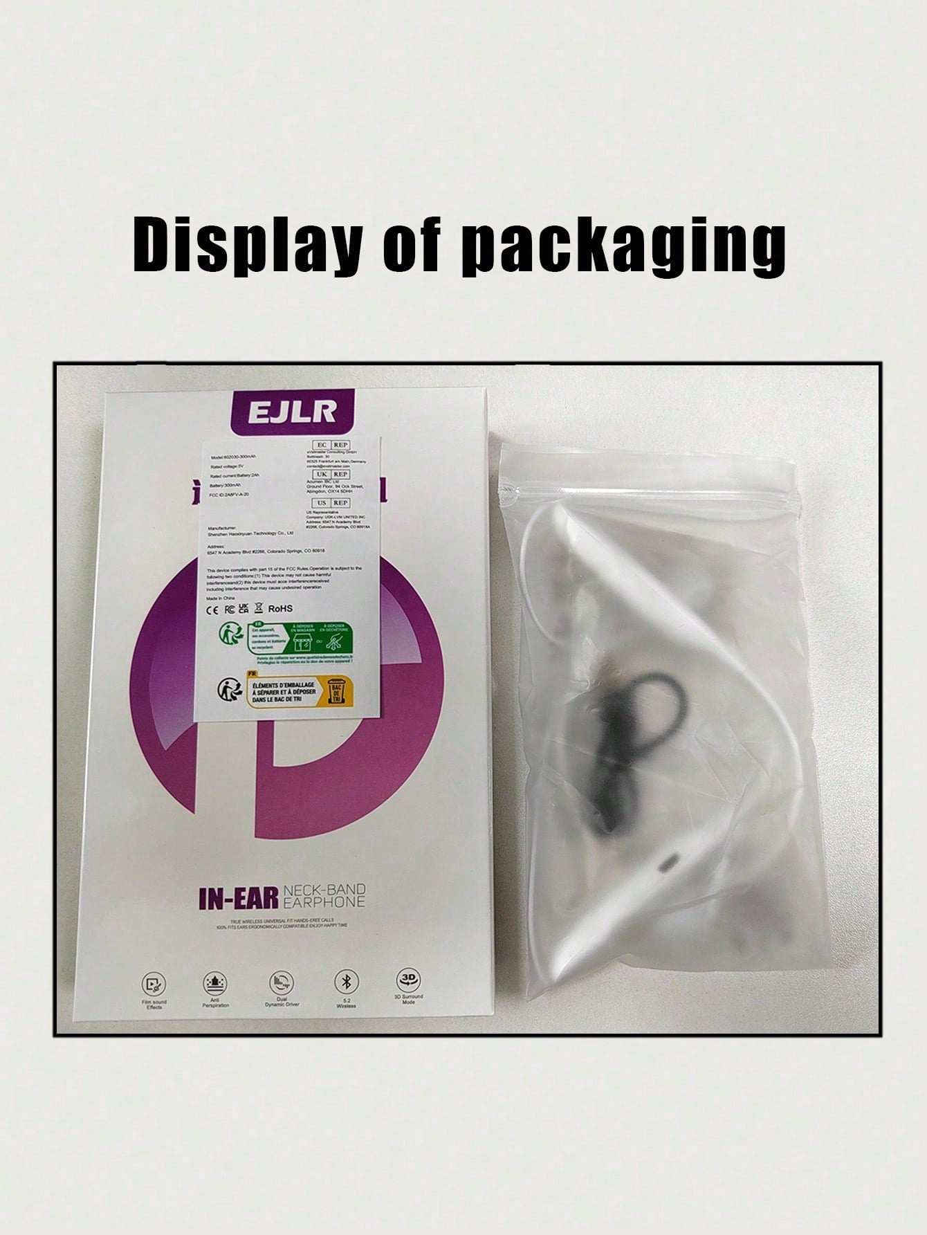 White Neck-Mounted Bluetooth Earphones, Waterproof And Sweatproof With Controls, Running Earbuds
