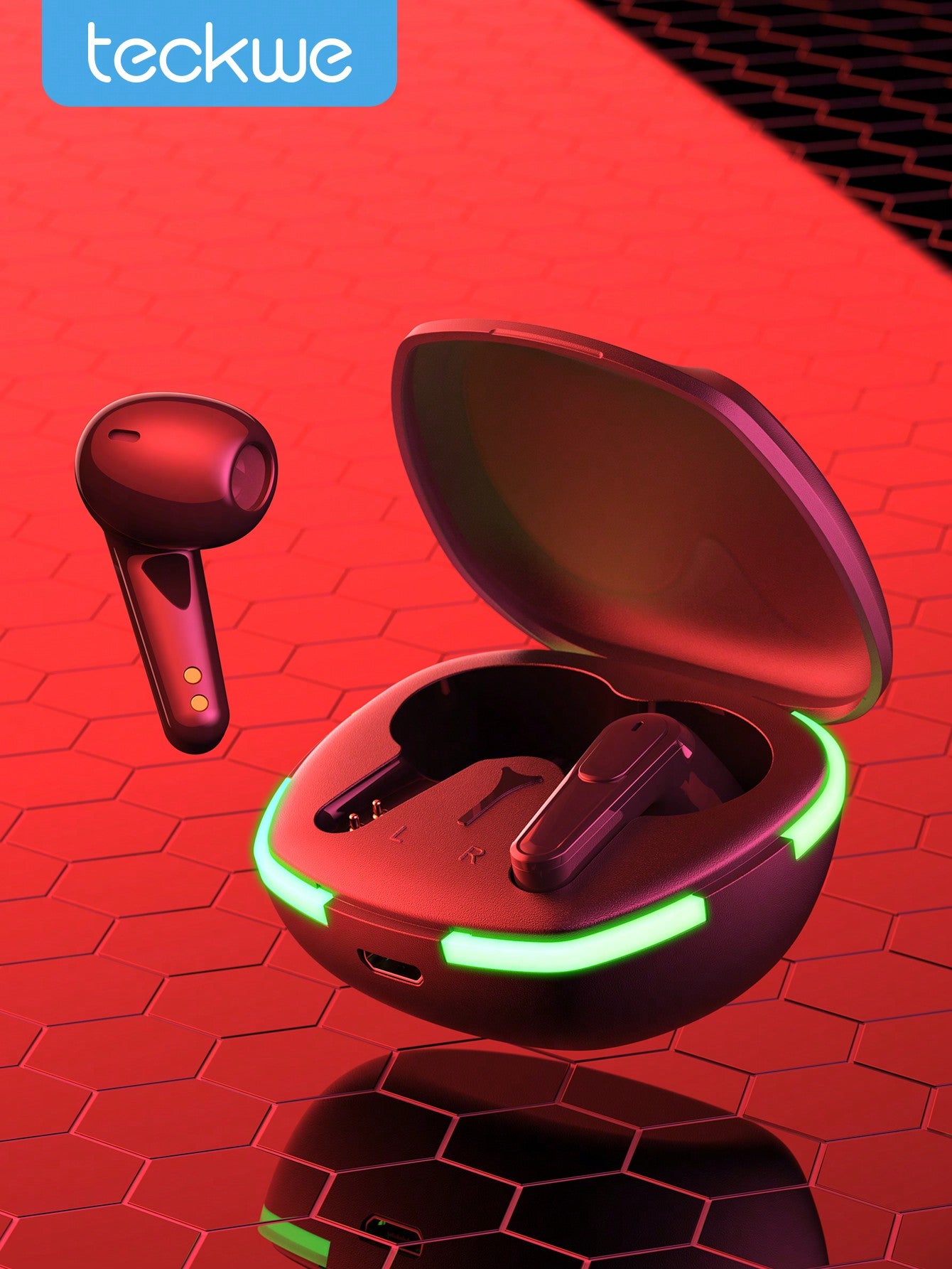 Teckwe Wireless Earbuds With Colorful LED Lights,Bluetooth 5.1