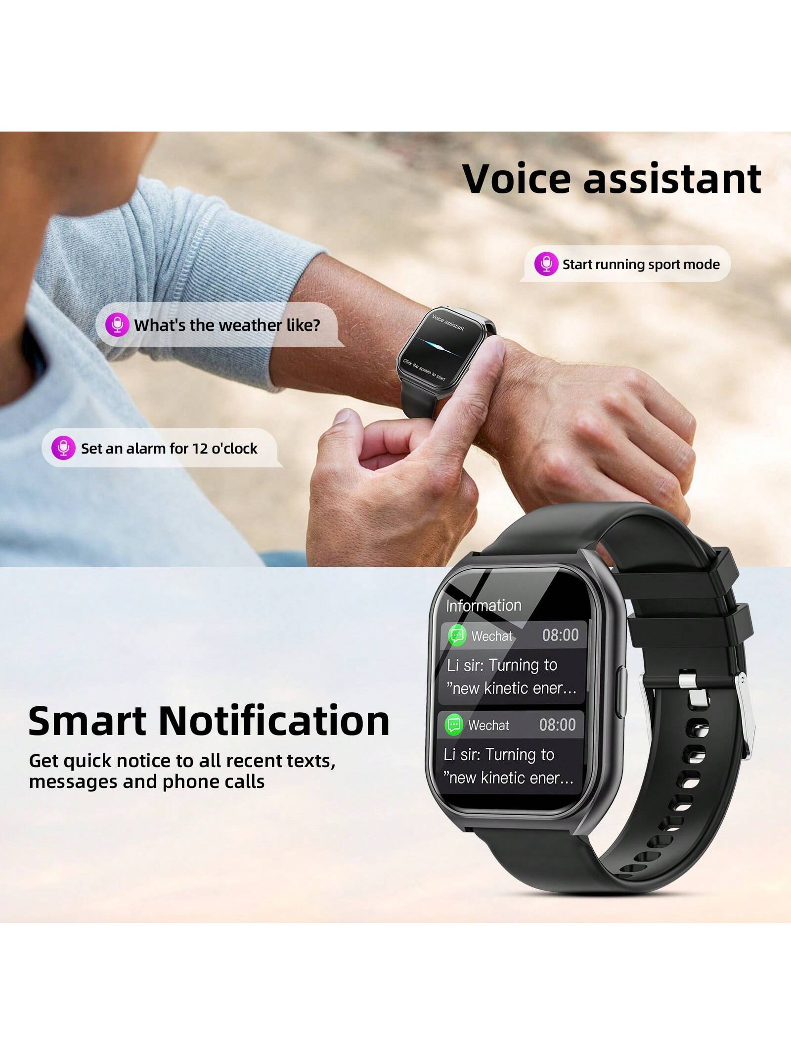 Smart Watch, 1.83 Inch HD Smartwatches For Men Women, (Answer/Make Calls), Fitness Tracker With 24 Sport Modes, Health Monitor Fitness Watch Calorie/Sleep Monitor Smartwatch For Android IOS