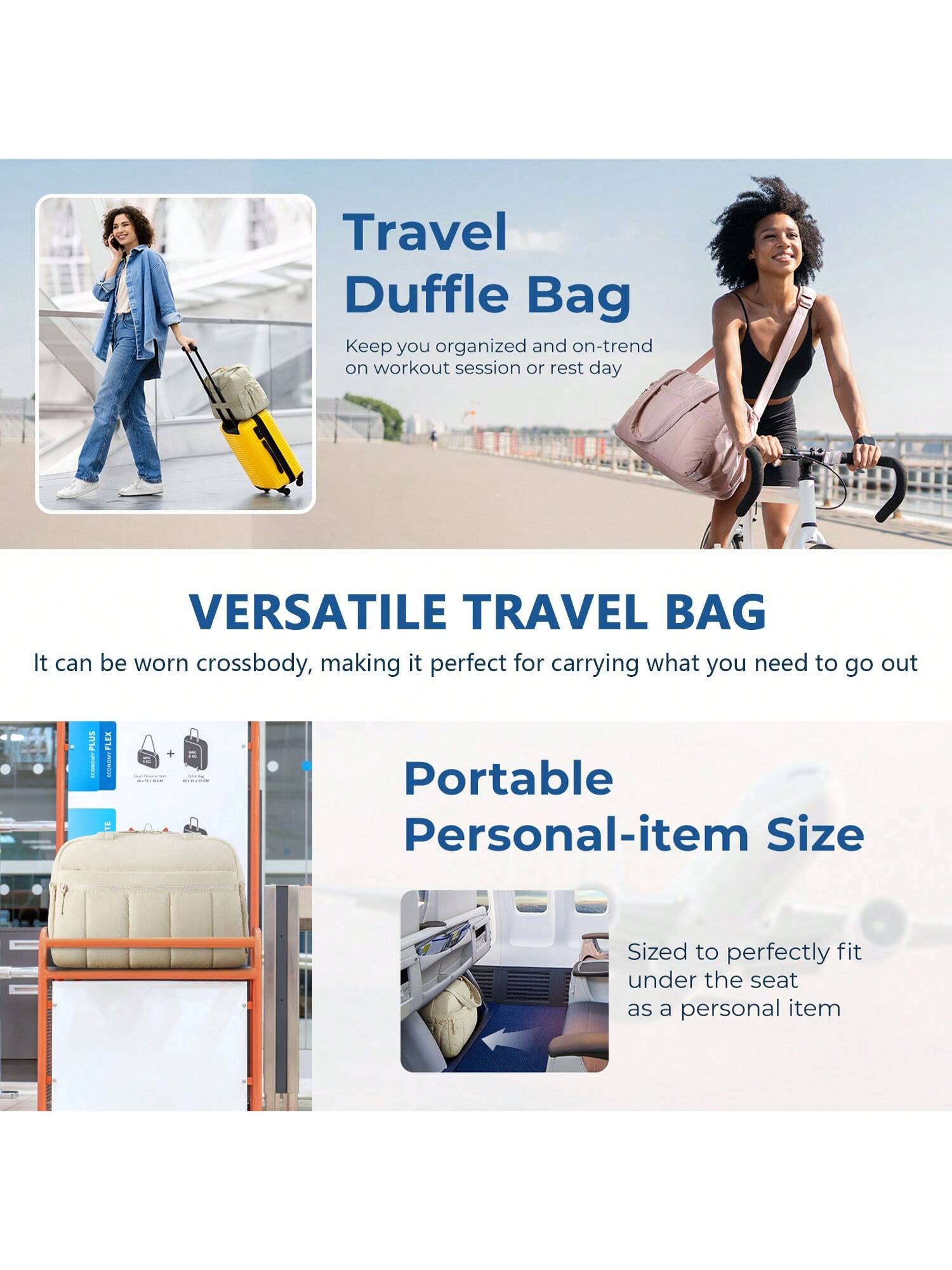 1 Piece Gym Bag For Women, Travel Duffle Bag With Wet Pockets, Women's Weekend Bag, Waterproof Travel Bag Duffle Bag For Fitness, Swimming, Sauna