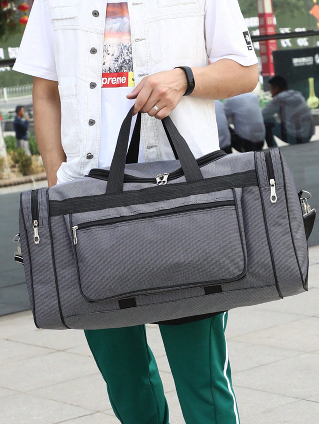 Large Capacity Unisex Duffel Bag, Simple Design Travel Handbag For Short Trip Overnight Luggage