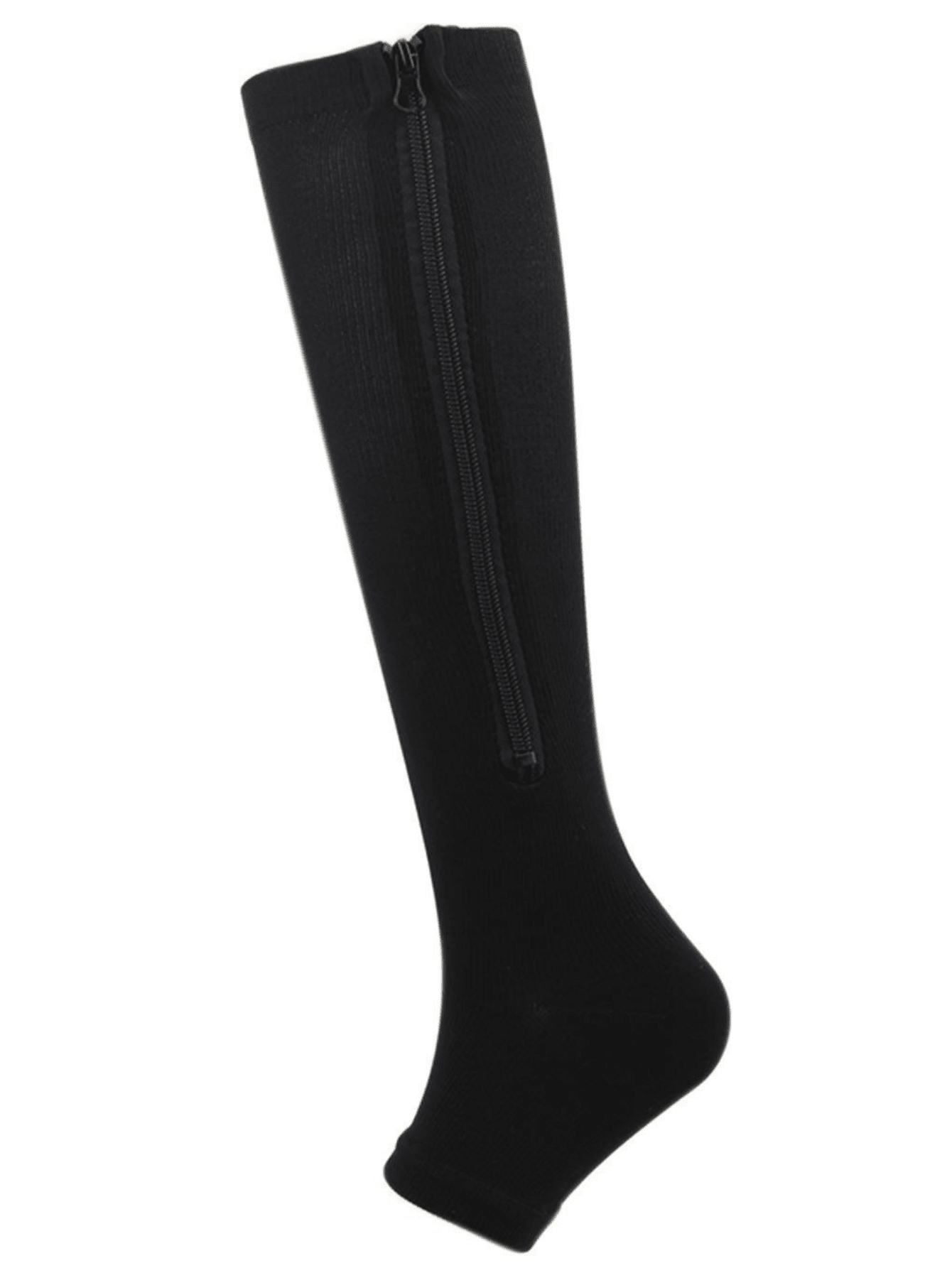 1 Pair Breathable Moisture-Wicking Toe-Less Compression Socks With Zipper, Leg Sleeve