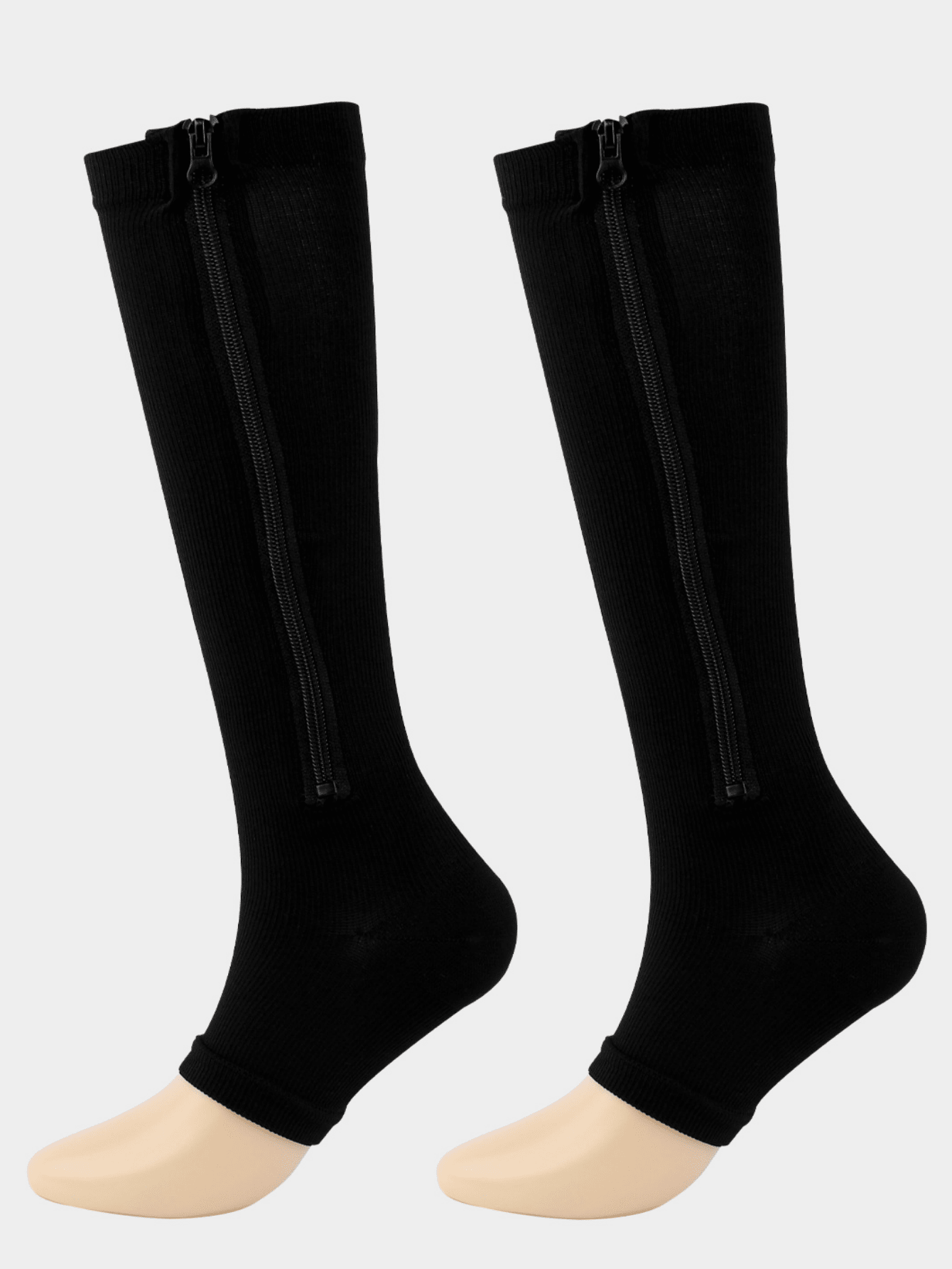 1 Pair Breathable Moisture-Wicking Toe-Less Compression Socks With Zipper, Leg Sleeve