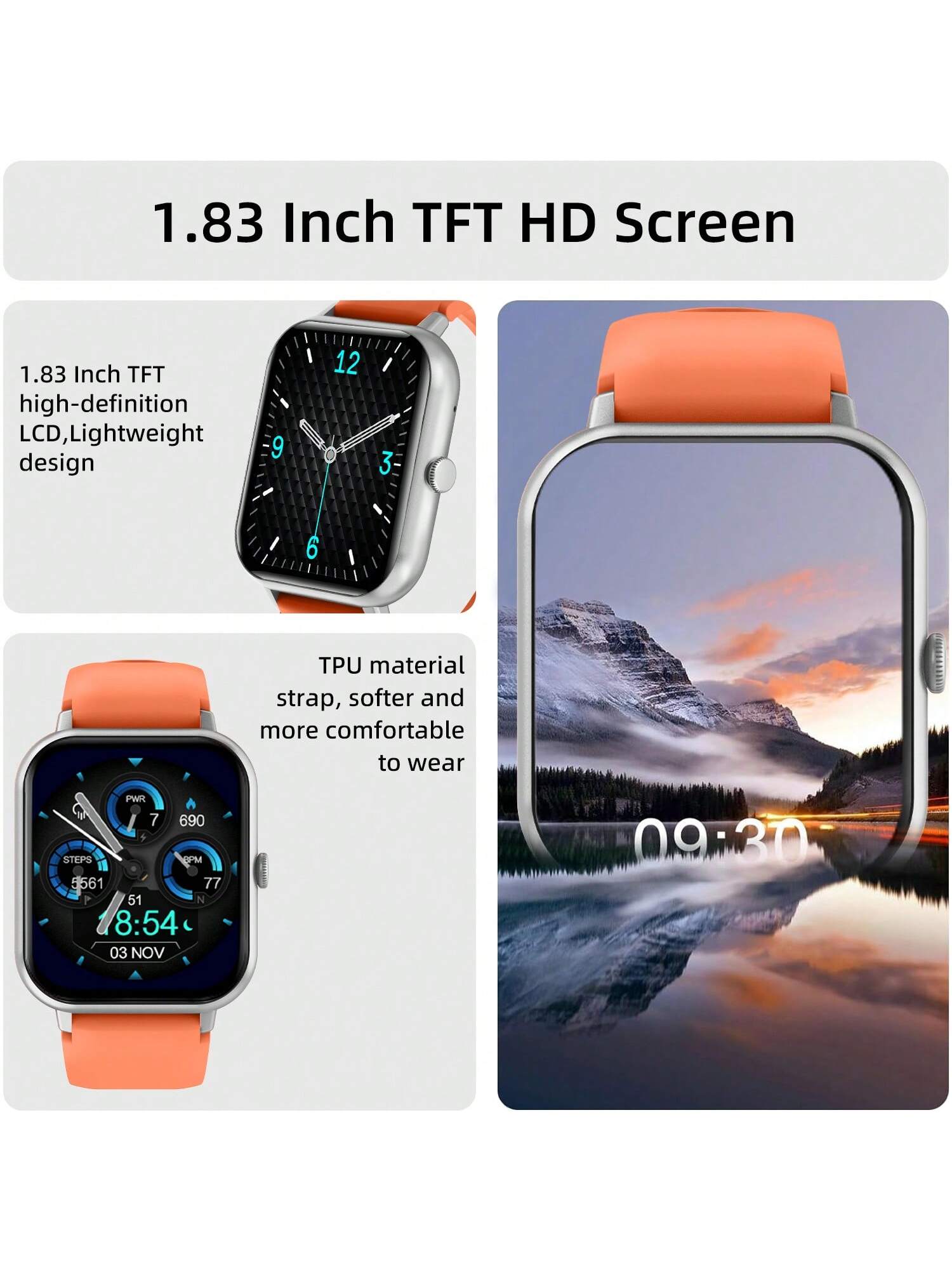 LIFEBEE LIFEBEE Smart Watch For Women Men, 1.83 Inch Wireless Calling Smart Watch (Answer/Make Call), Activity Tracker, 100 Sport Modes, Pedometer, Message Alerts, Custom Watch Faces, Step Watch, Sport Fitness Tracker Watch