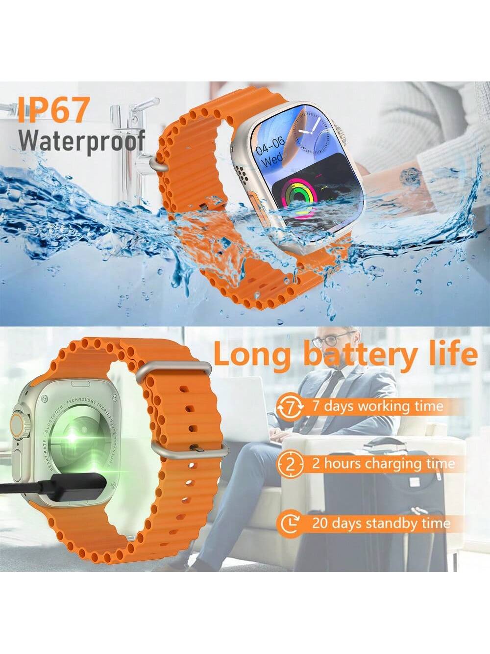 Microwear Smart Watch For Men Women,Heart Rate/Blood Oxygen/Sleep Monitor, Pedometer, Calories Activity Trackers 100 Sports Modes, 2.01" HD Touchscreen Fitness Watch For Android IOS,Extra-Long Battery Life