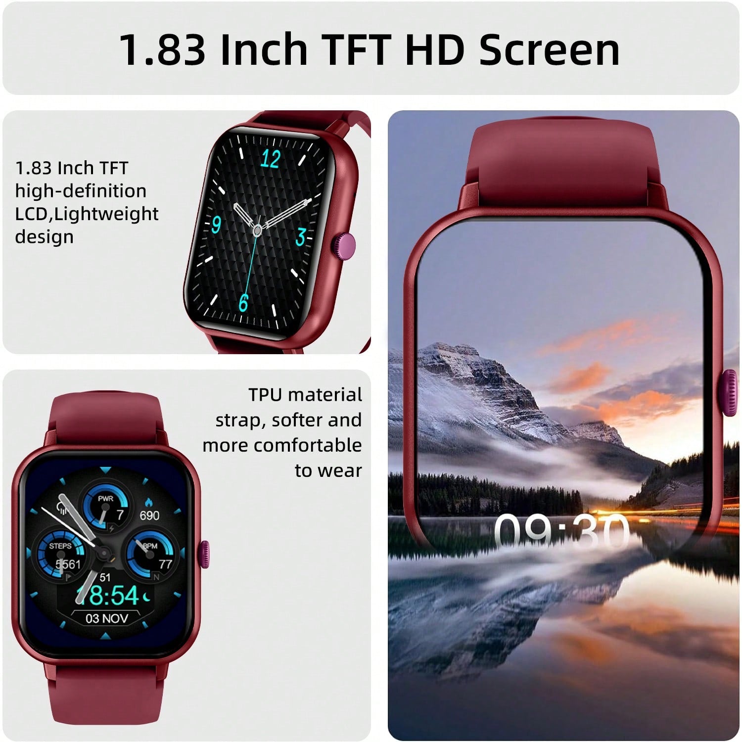 LIFEBEE LIFEBEE Smart Watch For Women Men, 1.83 Inch Wireless Calling Smart Watch (Answer/Make Call), Activity Tracker, 100 Sport Modes, Pedometer, Message Alerts, Custom Watch Faces, Step Watch, Sport Fitness Tracker Watch