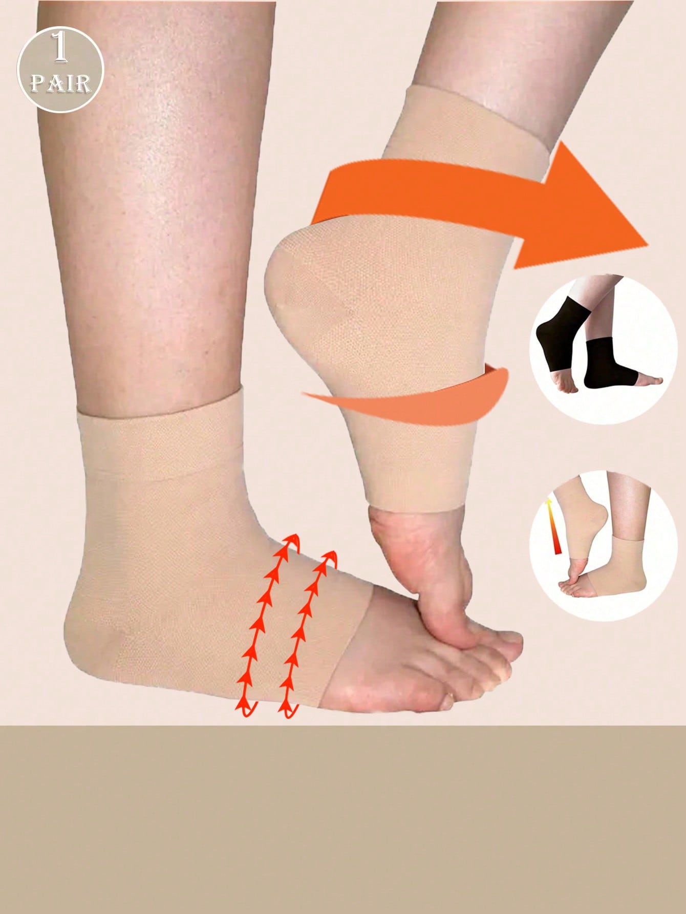 1Pair Of Unisex Elastic Compression Open-Toe Heel Socks, Comfy