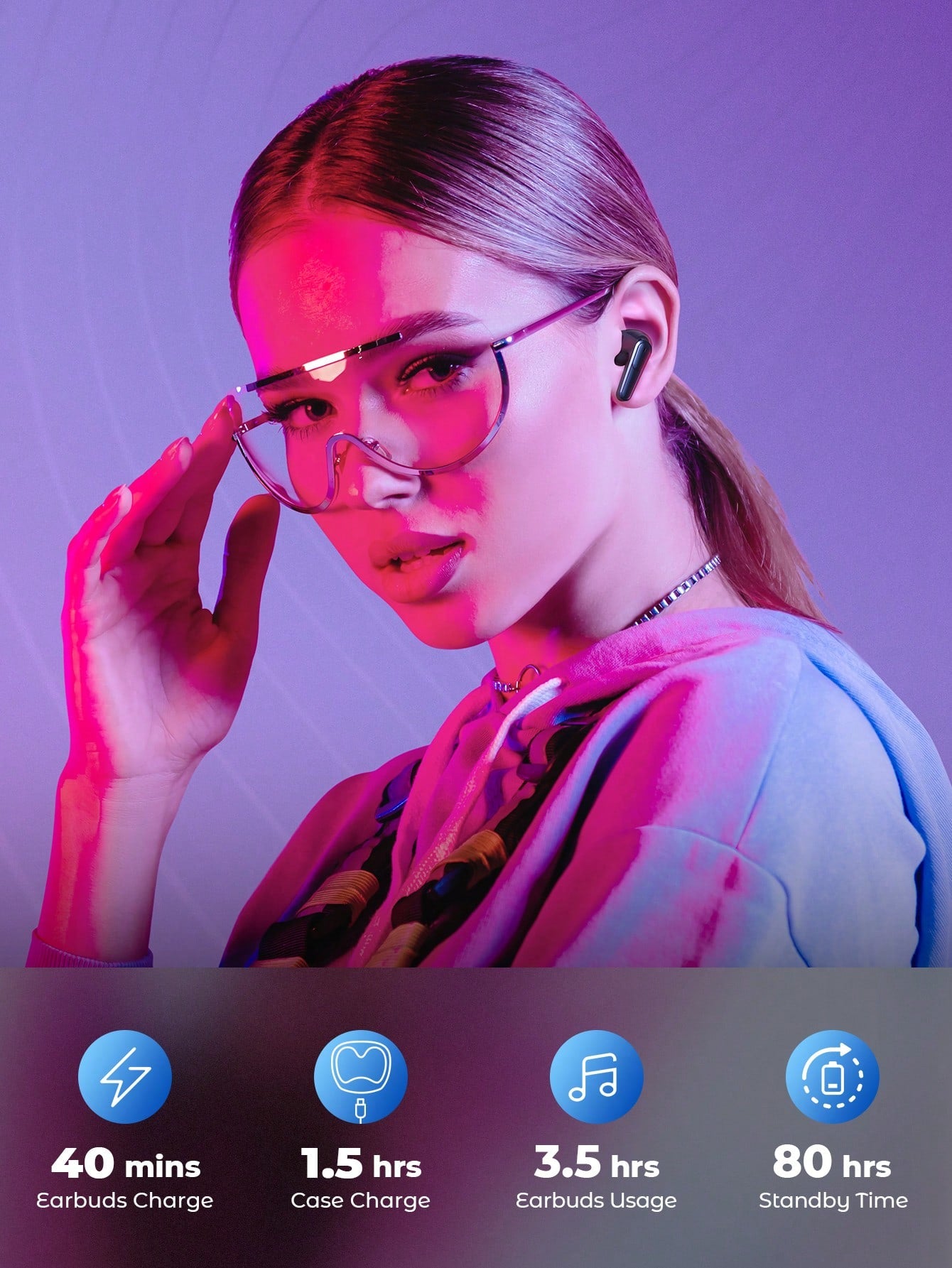 Teckwe Wireless Earbuds With Colorful LED Lights,Bluetooth 5.1