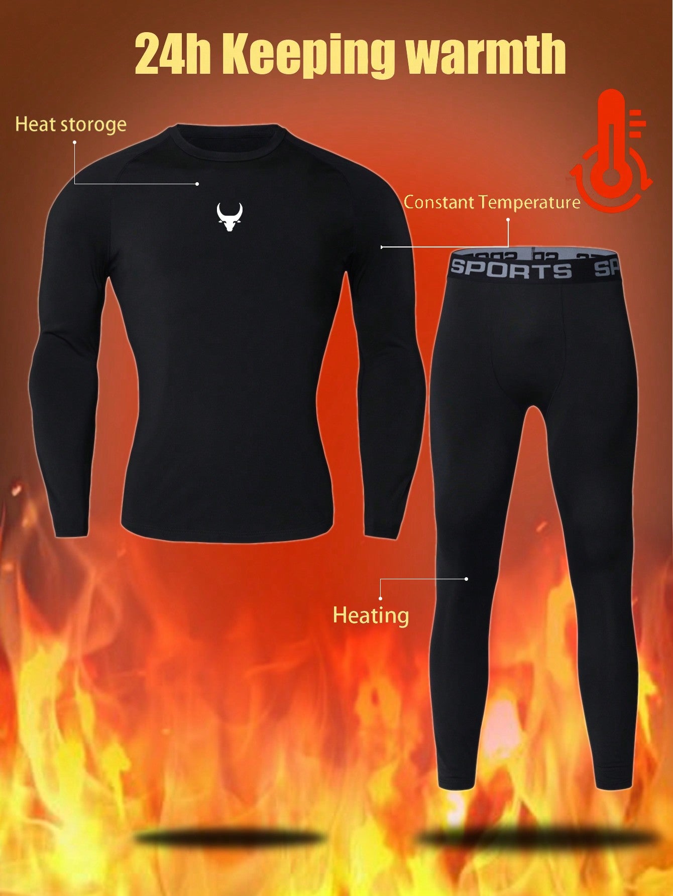 Manfinity Sport PWRUP Men's Round Neck Long Sleeve Printed Simple Pullover And Pants Sports Suit