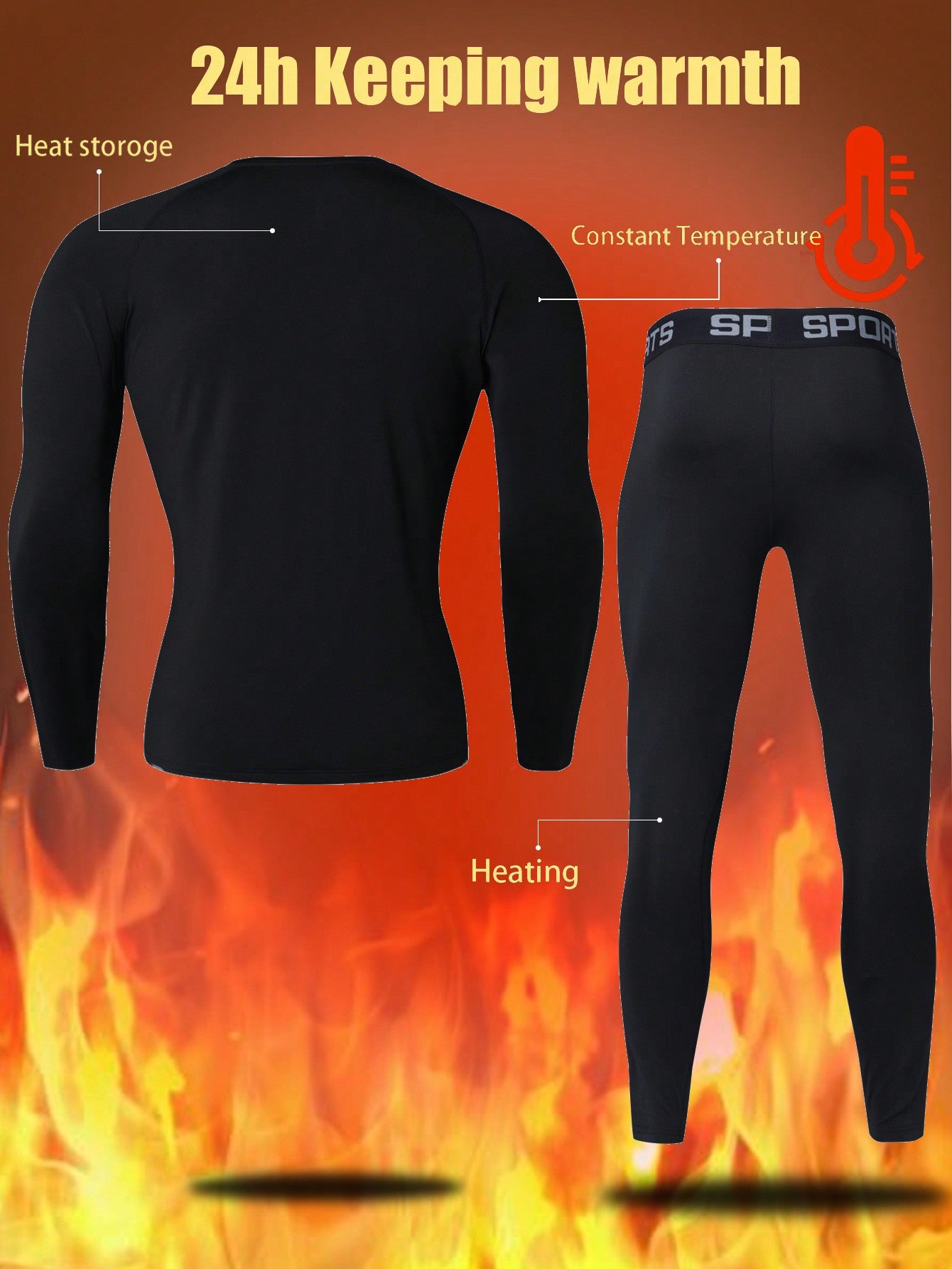 Manfinity Sport PWRUP Men's Round Neck Long Sleeve Printed Simple Pullover And Pants Sports Suit