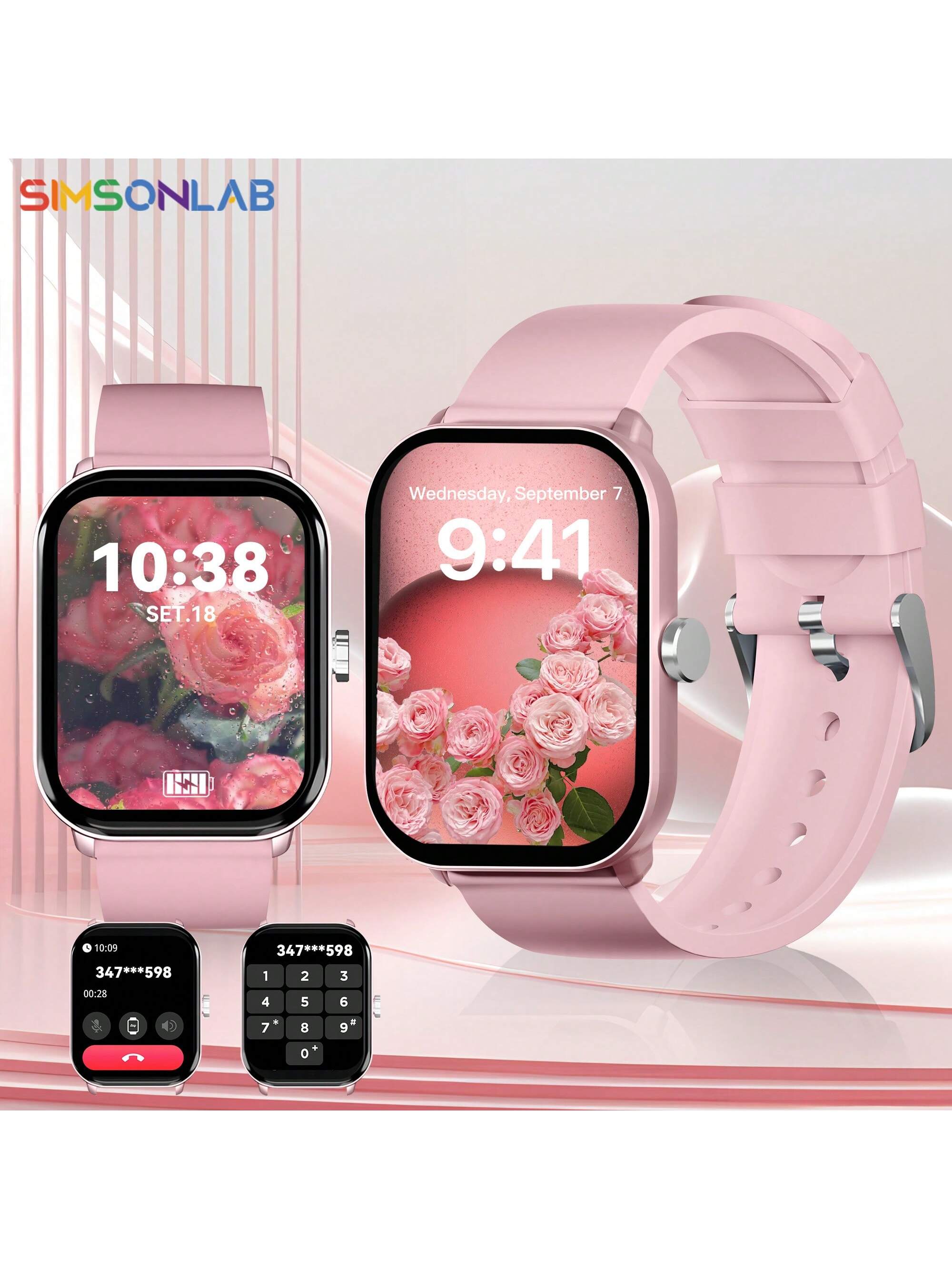 SIMSONLAB 2024 NEW Smart Watch For Women, 2.01 Inch HD Display Screen Smart Watch Support Call Function (Answer/Reject), Combination Lock, SOS, Voice Assistant, Game, Fitness Tracker With 50 Sports Modes, Sporty Smart Watch Compatible With IPhone