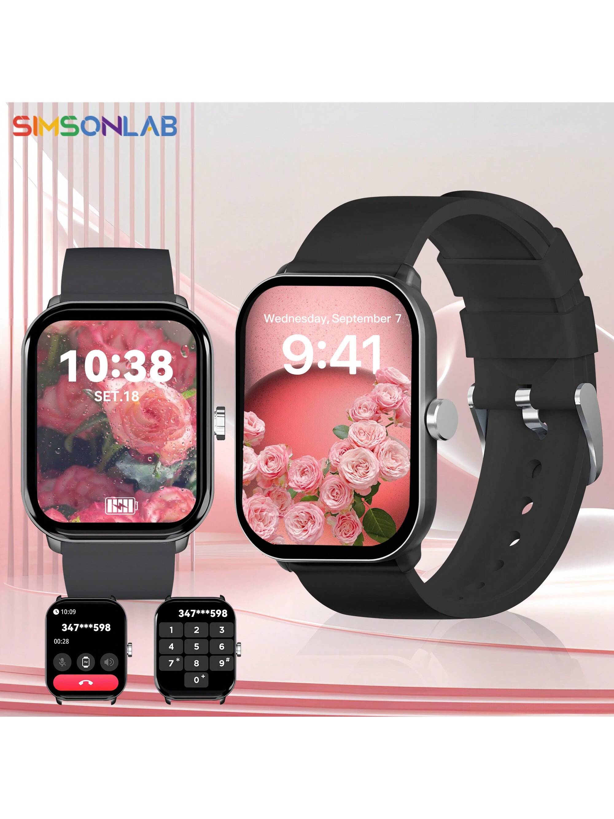 SIMSONLAB 2024 NEW Smart Watch For Women, 2.01 Inch HD Display Screen Smart Watch Support Call Function (Answer/Reject), Combination Lock, SOS, Voice Assistant, Game, Fitness Tracker With 50 Sports Modes, Sporty Smart Watch Compatible With IPhone