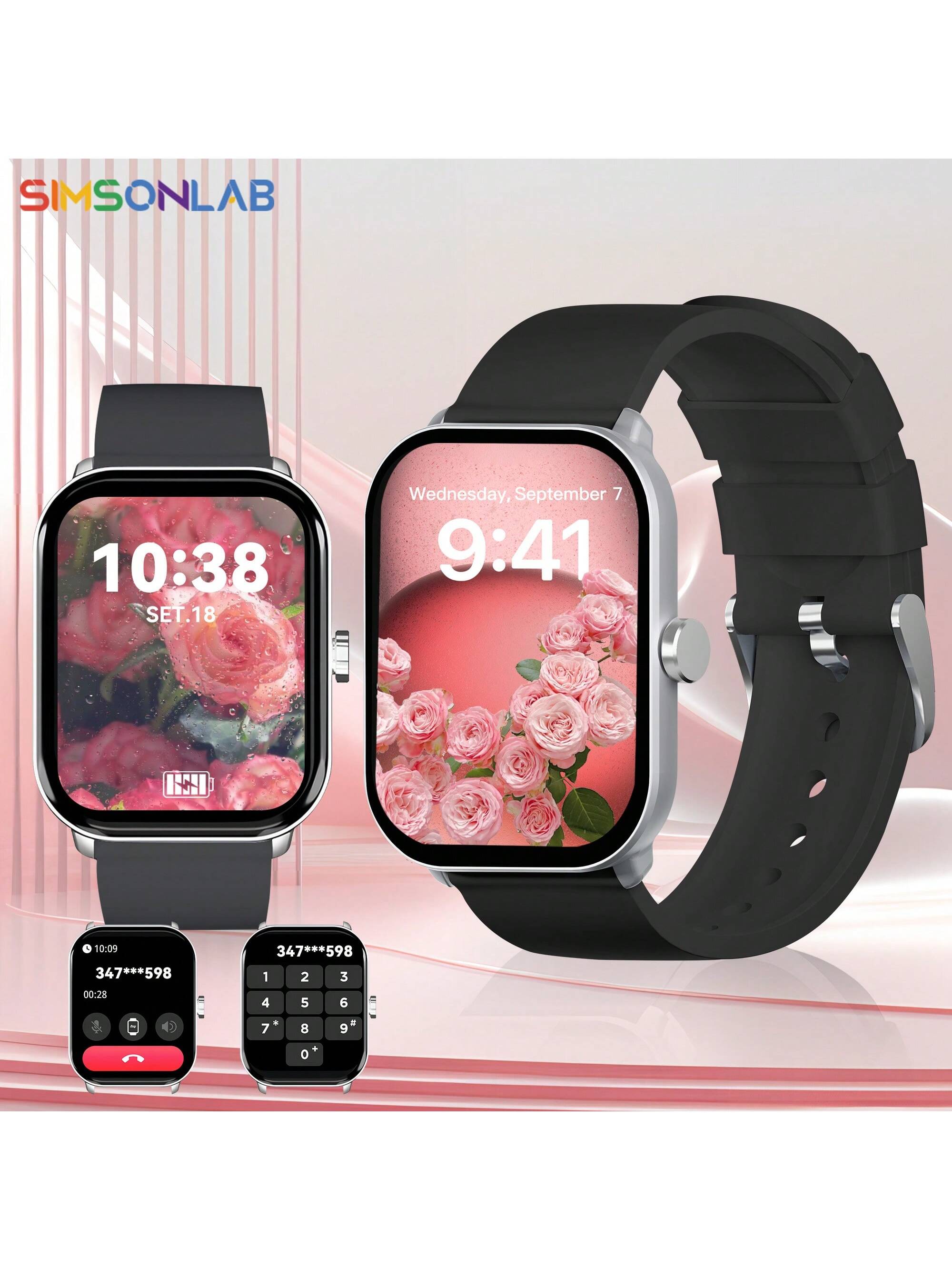 SIMSONLAB 2024 NEW Smart Watch For Women, 2.01 Inch HD Display Screen Smart Watch Support Call Function (Answer/Reject), Combination Lock, SOS, Voice Assistant, Game, Fitness Tracker With 50 Sports Modes, Sporty Smart Watch Compatible With IPhone