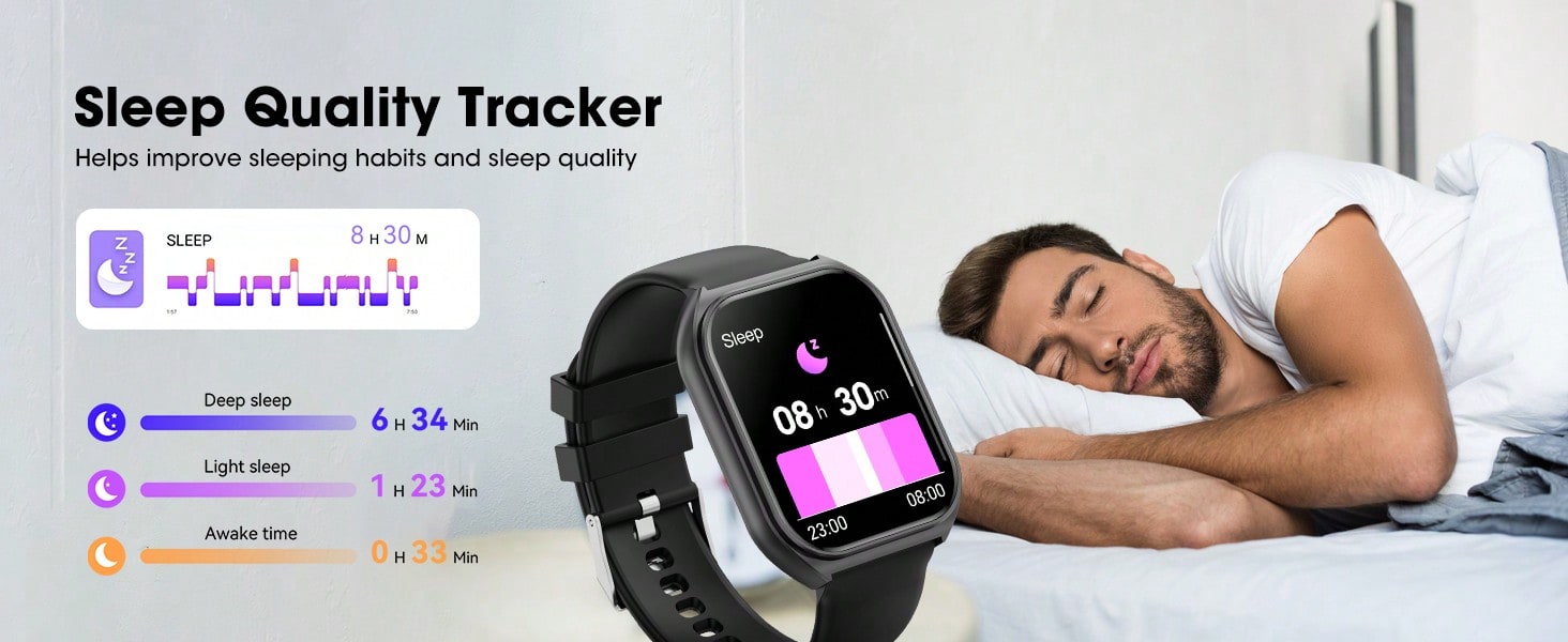 Smart Watch, 1.83 Inch HD Smartwatches For Men Women, (Answer/Make Calls), Fitness Tracker With 24 Sport Modes, Health Monitor Fitness Watch Calorie/Sleep Monitor Smartwatch For Android IOS