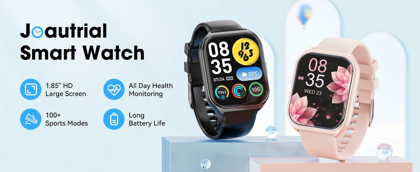 Smart Watch, 1.83 Inch HD Smartwatches For Men Women, (Answer/Make Calls), Fitness Tracker With 24 Sport Modes, Health Monitor Fitness Watch Calorie/Sleep Monitor Smartwatch For Android IOS