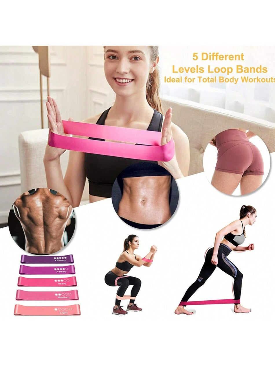 Set Of 5 Fitness Loop Bands For Working Out, Exercise Workout Loop Bands For Women Exercise Butt/Legs/Arm, Yoga