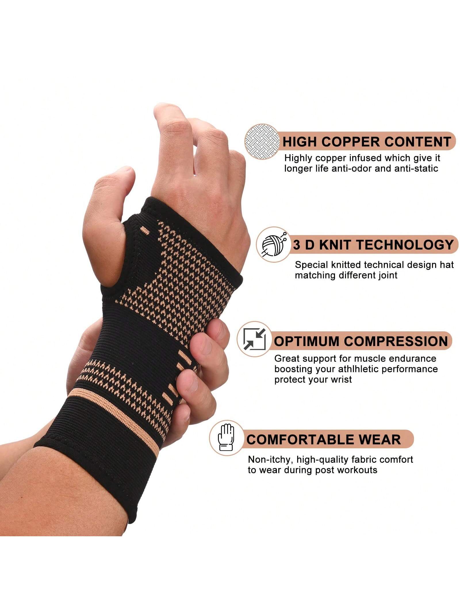 1pc Copper Fiber Wrist Support, Sports Wrist Band, Outdoor Copper Wrist Sleeve, Copper Ion Wrist Guard, Copper Nylon Knitted Sports Gloves, Yoga Wrist Strap