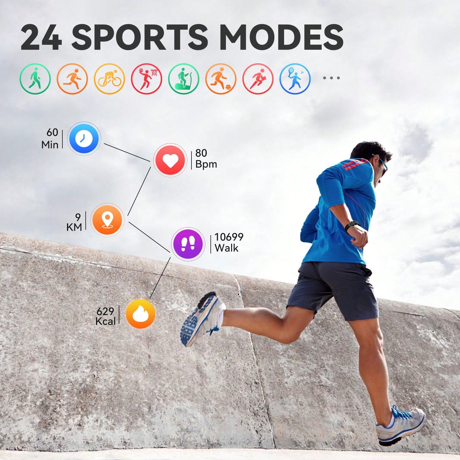 INEYES 50M Waterproof Smart Watches For Men 1.71" HD Rugged Tactical Sports Smartwatch Fitness Tracker With Heart Rate Sleep Monitor Outdoor Smart Watch Compatible With Android IOS