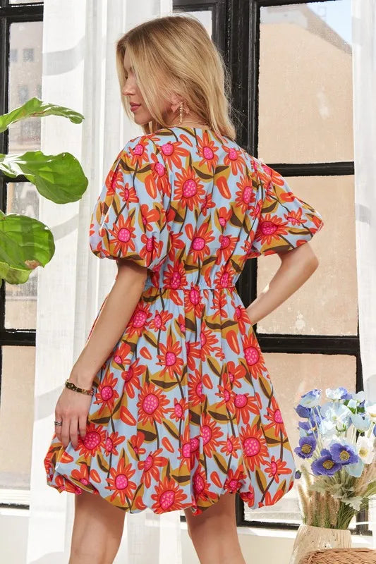 ADORA Puff Sleeve Floral Dress
