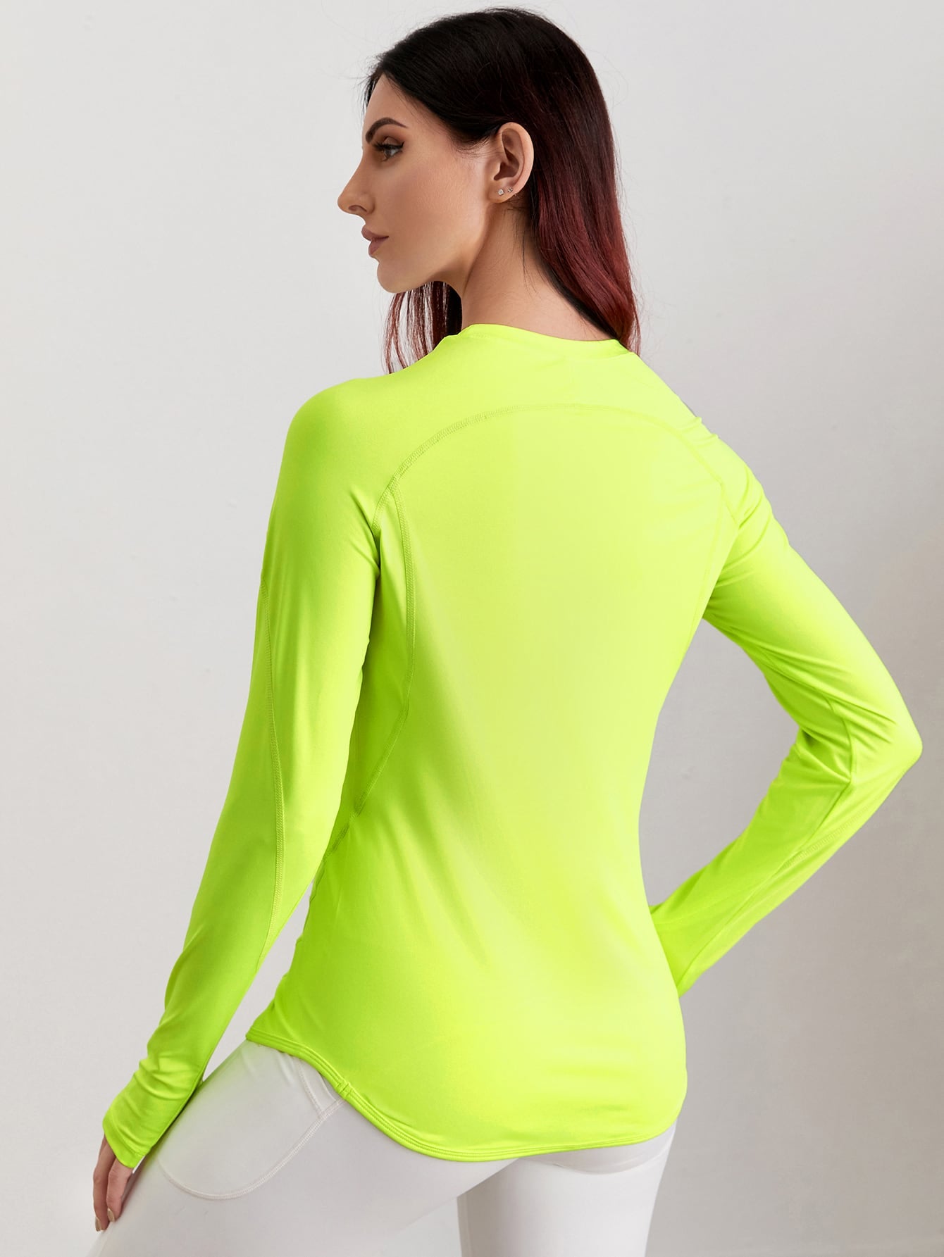 SHEIN Sport Exploreva Neon Green Raglan Sleeve Sports Long Sleeve Tee With Thumb Holes