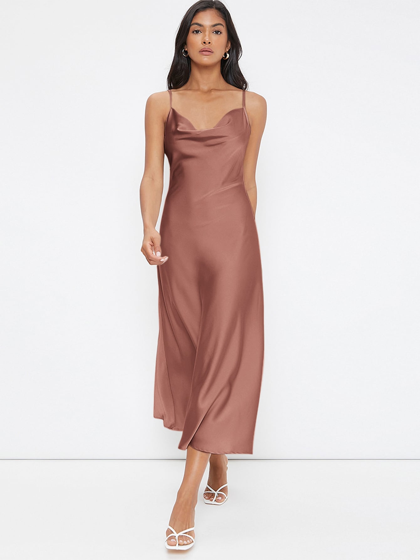 BizChic Cowl Neck Solid Slip Dress Workwear