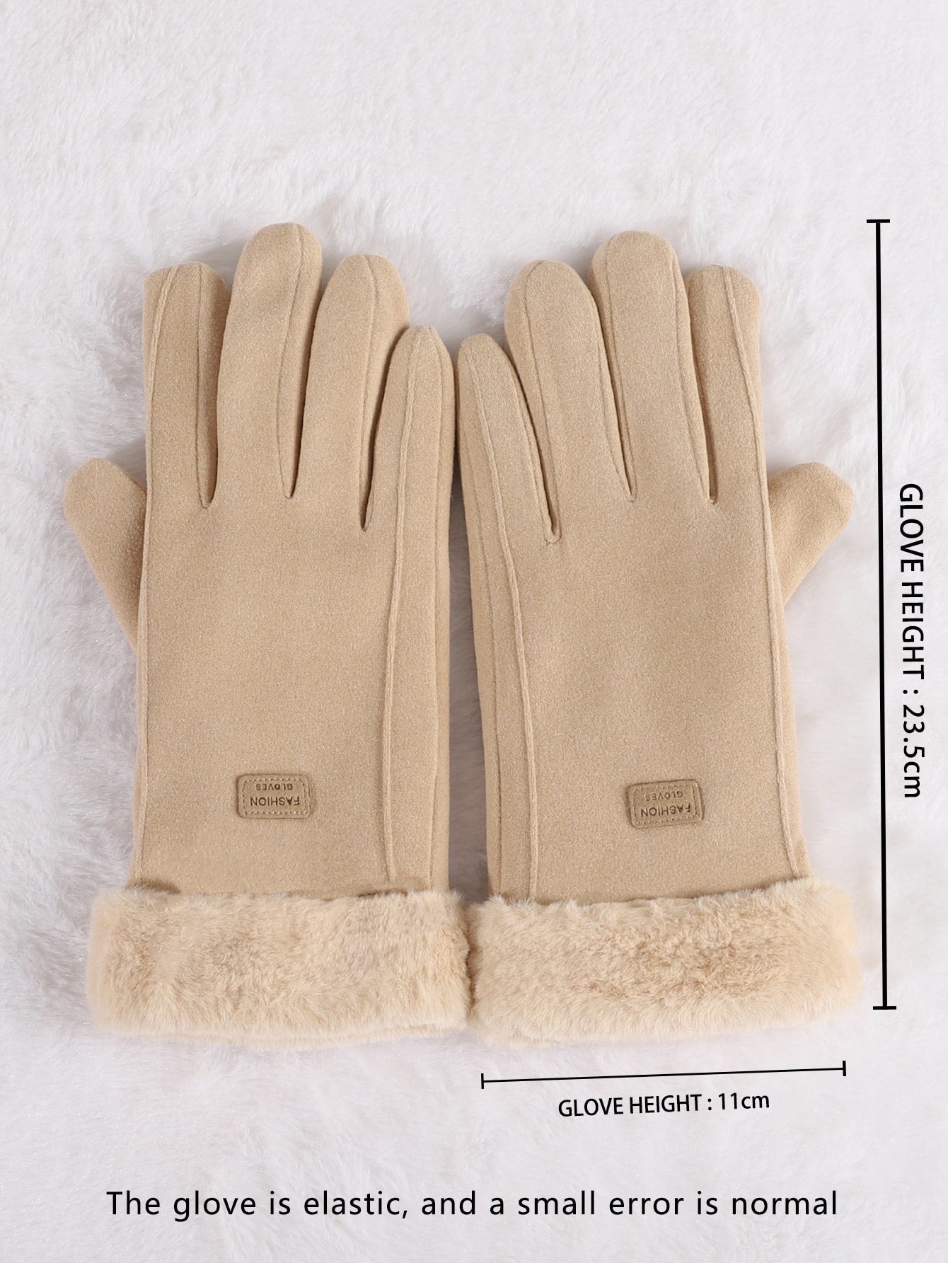 1pair Of Fuzzy Trim Winter Gloves Keep Warm For Daily Life