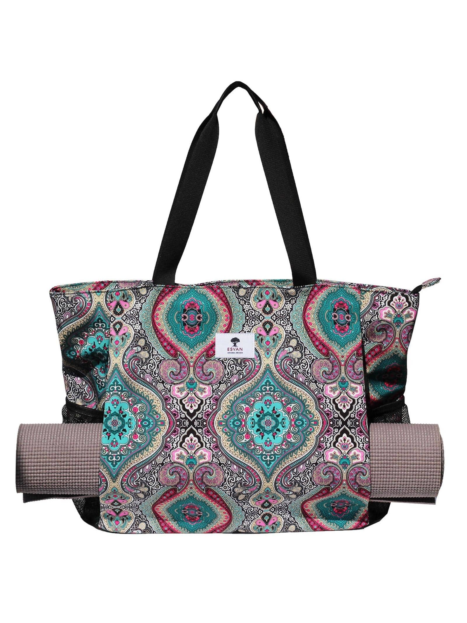 ESVAN Yoga Mat Bag Yoga Tote Carrier Shoulder Bag Carryall Tote for Office,Yoga,Pilates,Travel,Beach and Gym