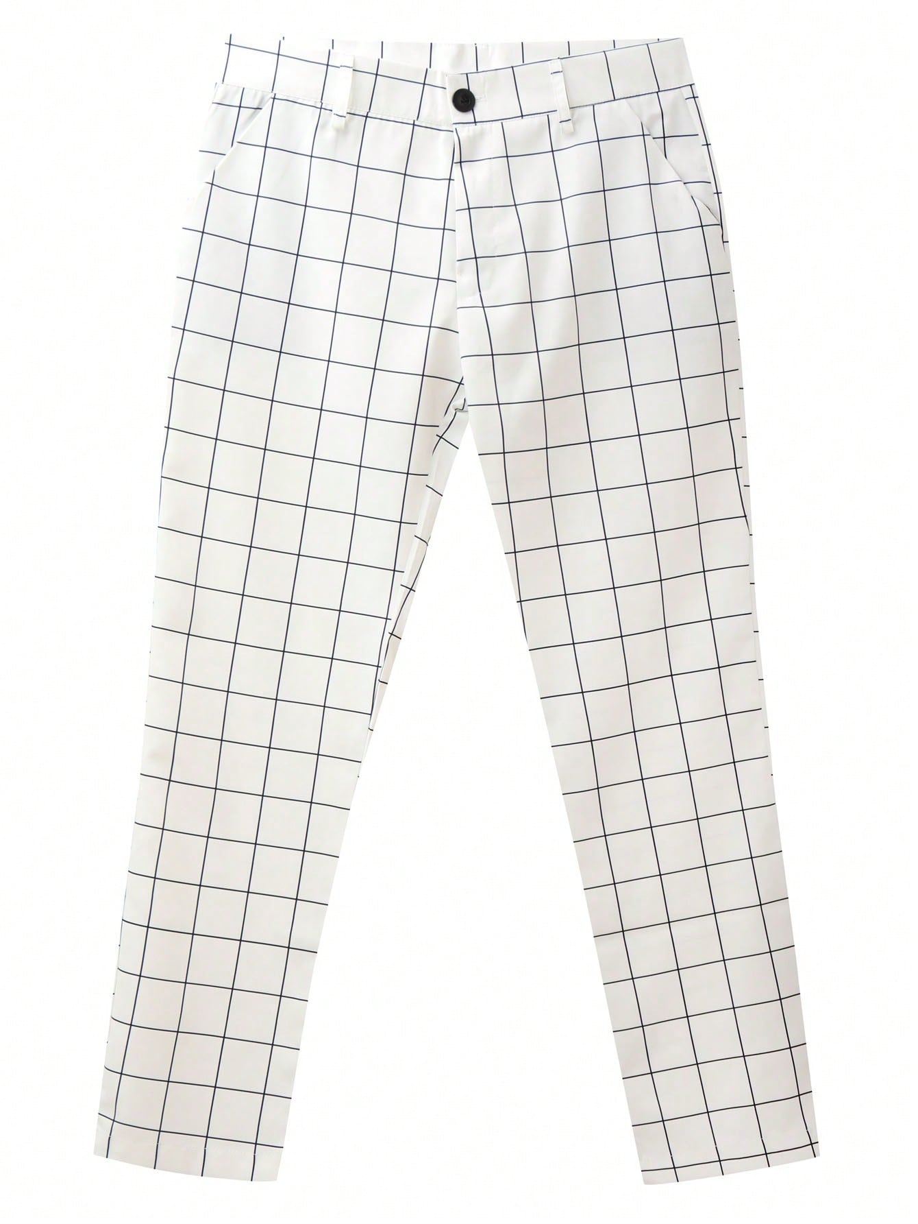 Men Plaid Print Slant Pocket Suit Pants