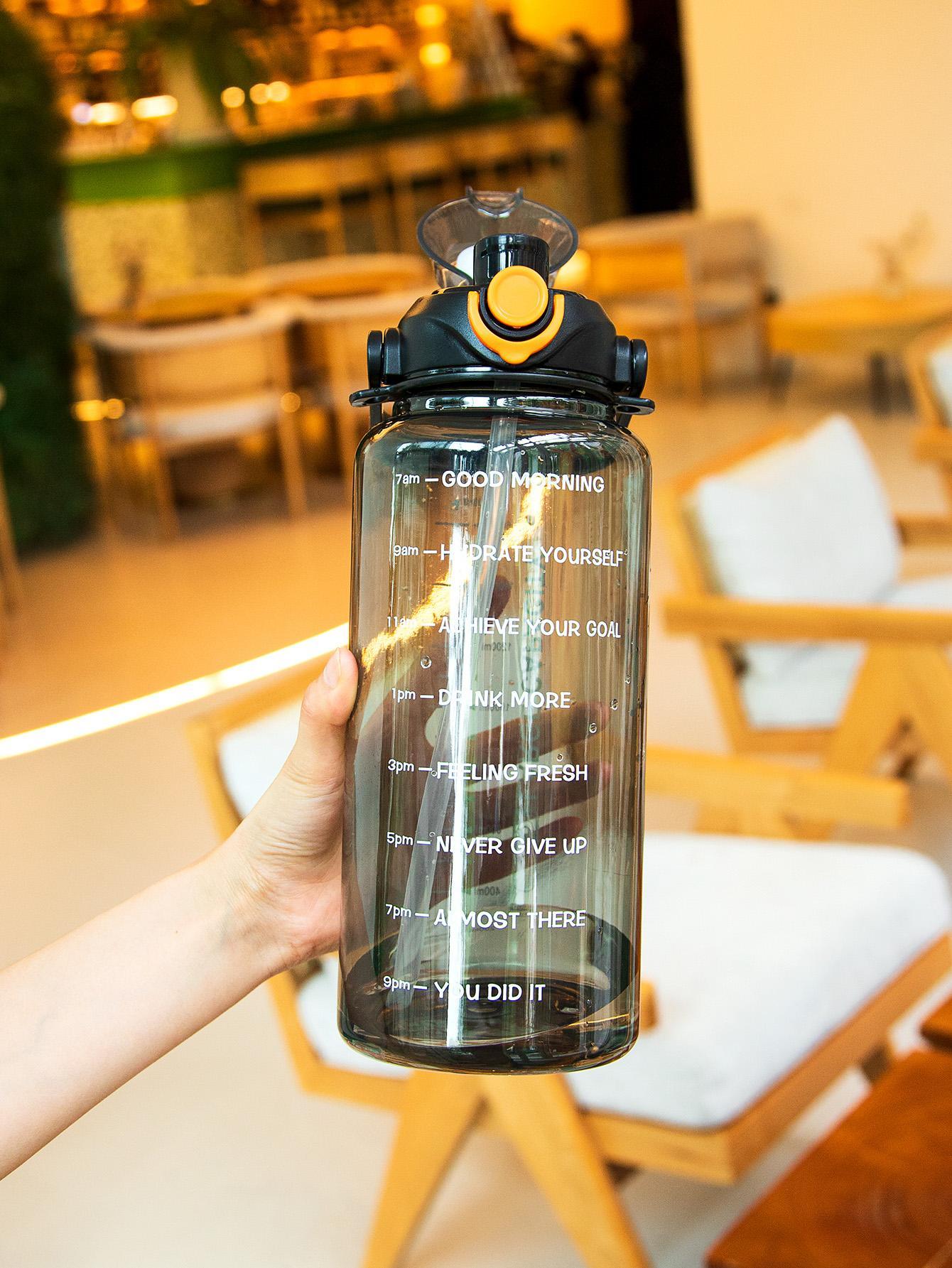 1pc 300ml/750ml/2000ml Large Capacity Gradient Color Plastic Straw Sports Fitness Water Cup, Outdoor Portable Water Bottle Straw Cup