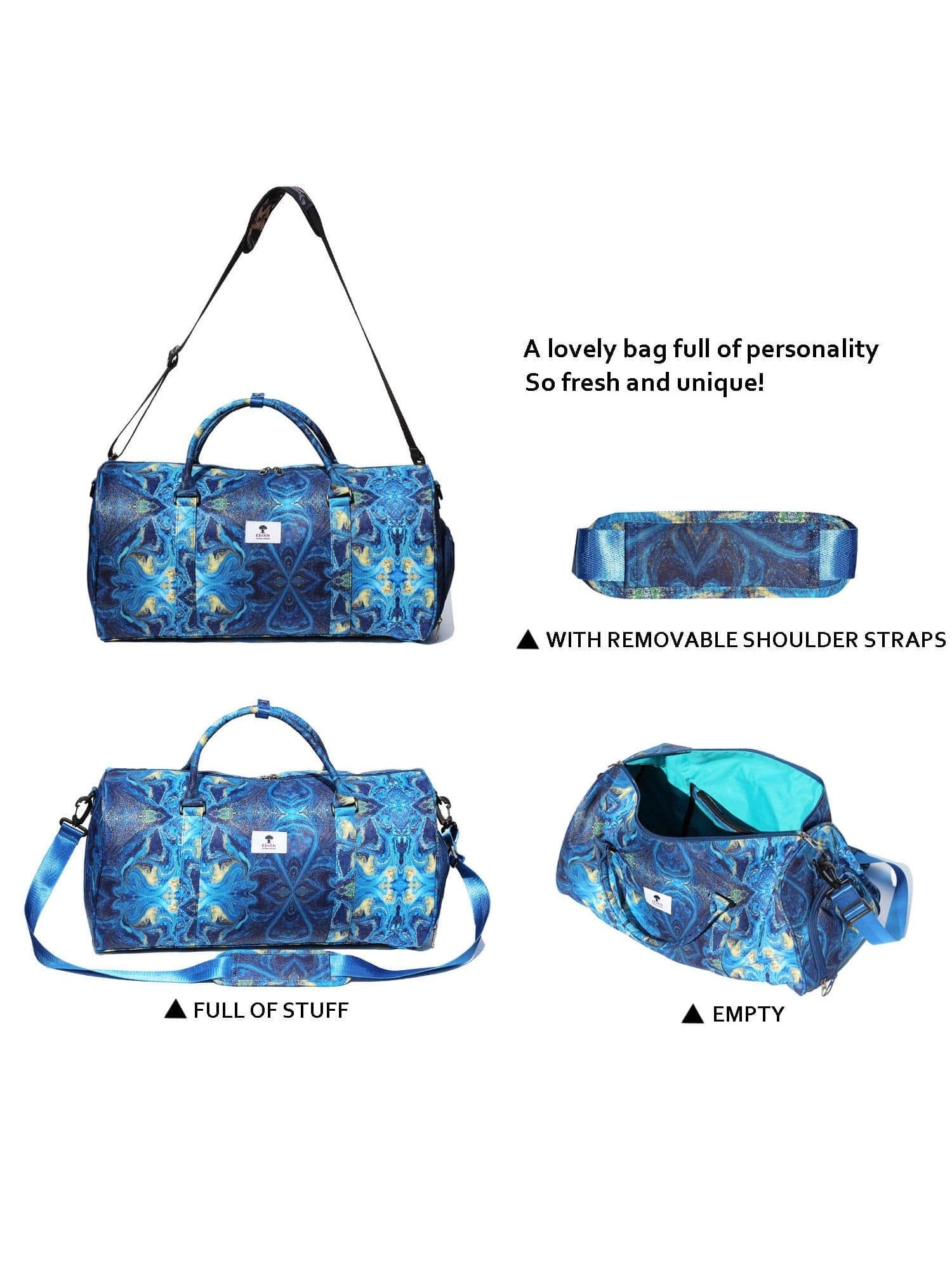 Original Floral Water Resistant Duffel Bag Gym bag Weekender Travel Bag for Gym Beach Travel School Daily Bags